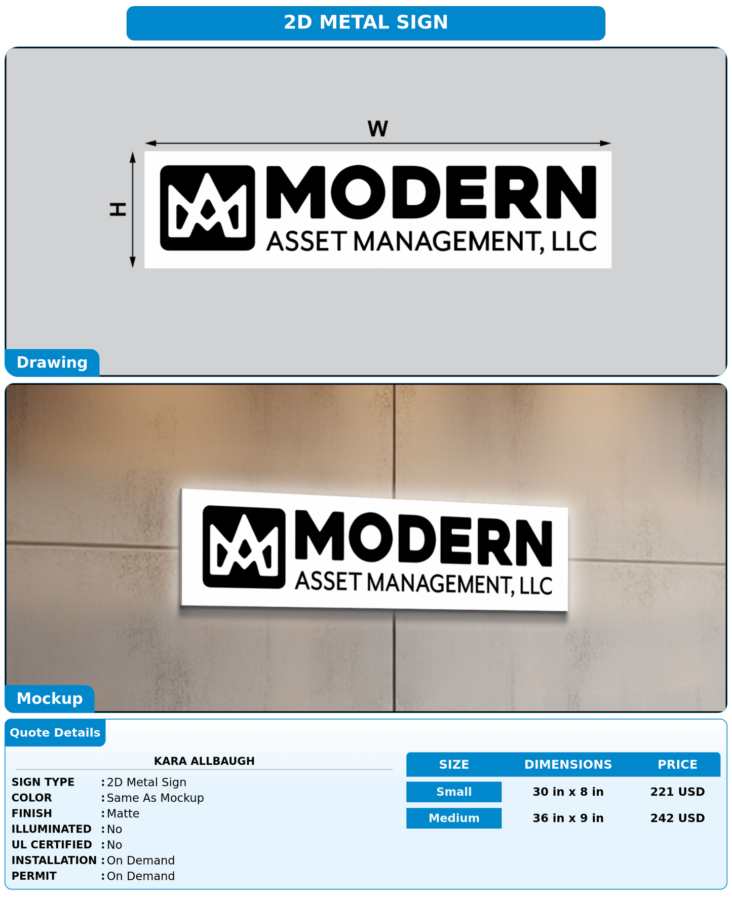 CUSTOM MOCKUP SIGN FOR Kara Allbaugh