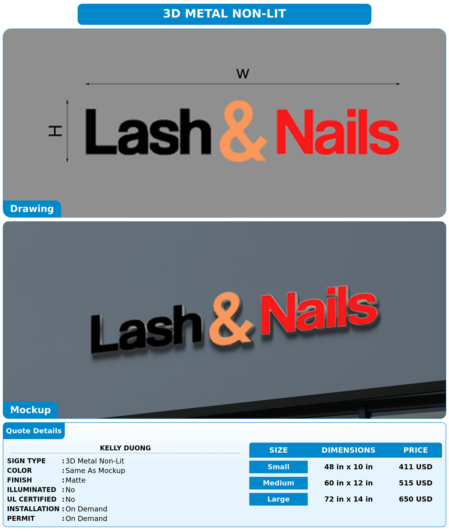 CUSTOM MOCKUP SIGN FOR Kelly Duong