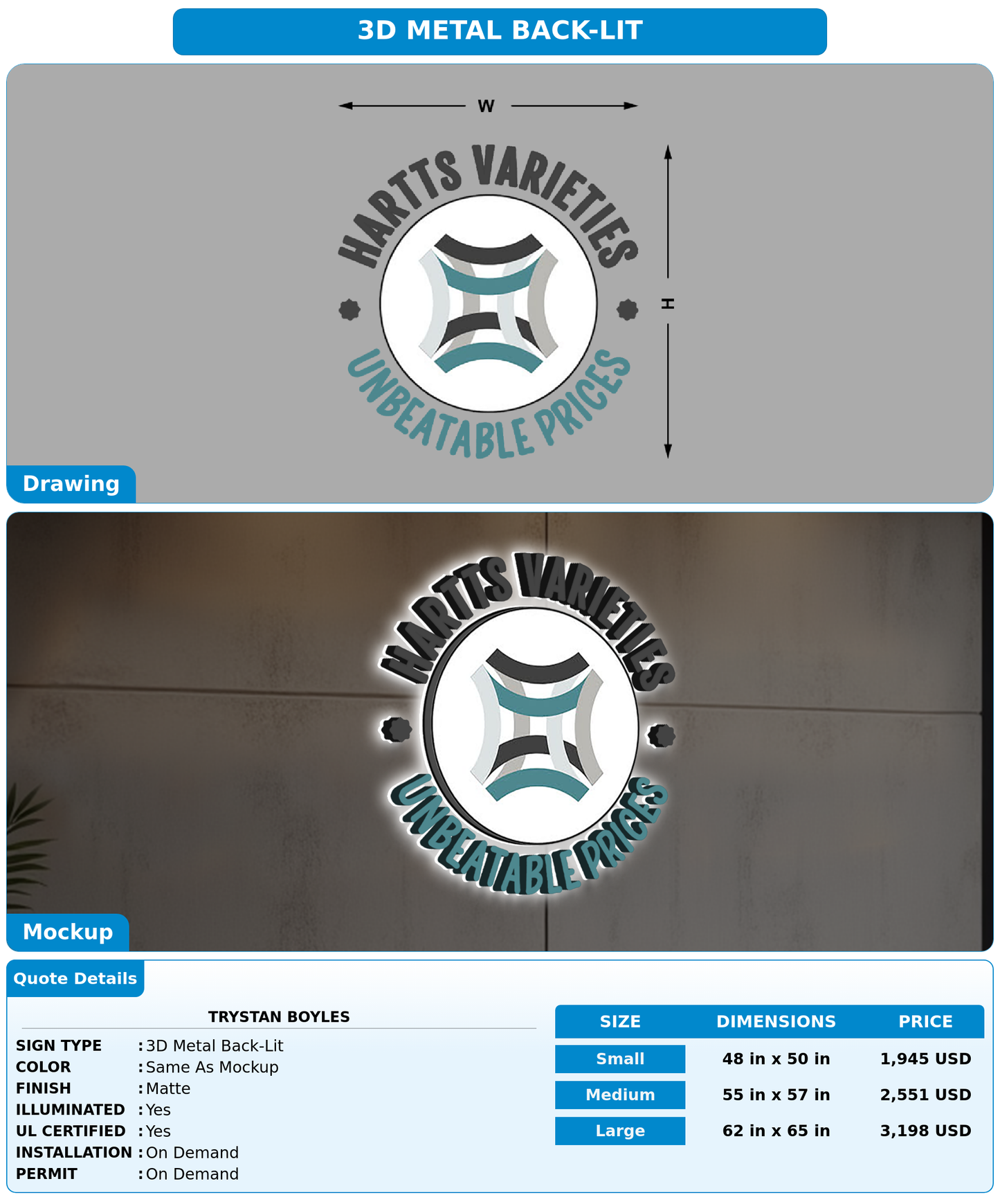 CUSTOM MOCKUP SIGN FOR Trystan Boyles