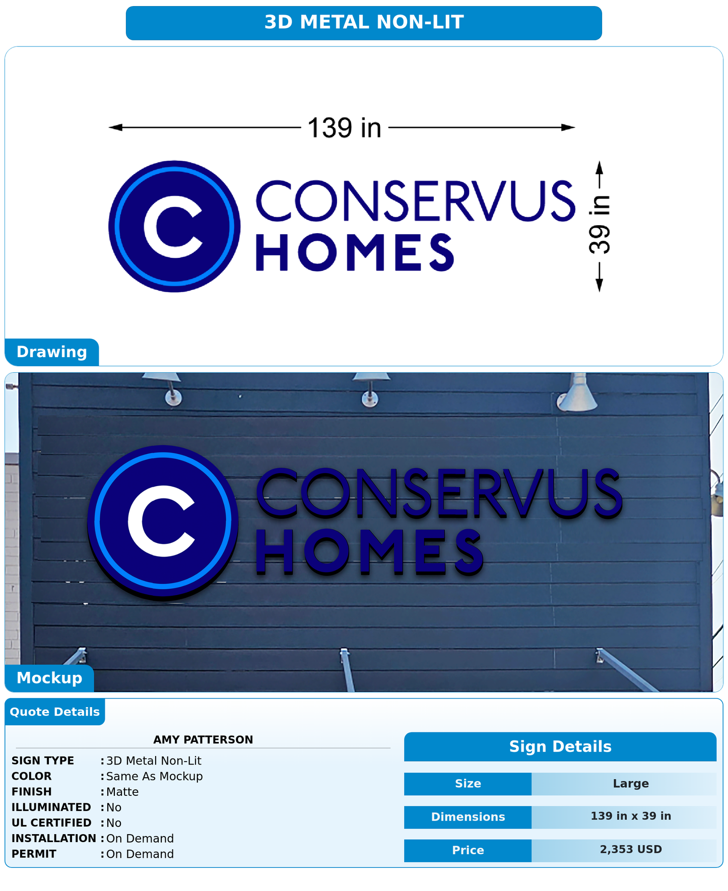 CUSTOM MOCKUP SIGN FOR Amy Patterson