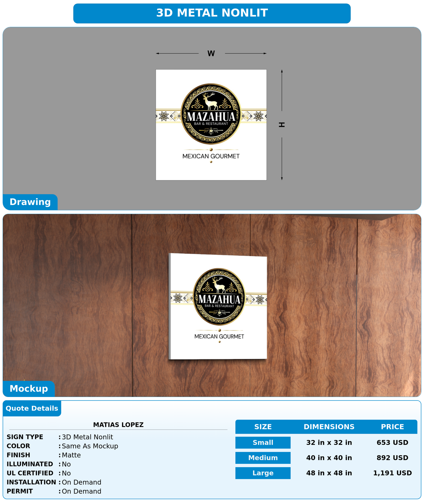 CUSTOM MOCKUP SIGN FOR Matias Lopez