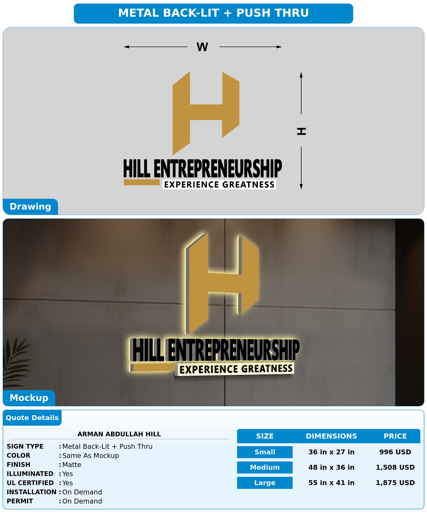 CUSTOM MOCKUP SIGN FOR Arman  Abdullah  Hill