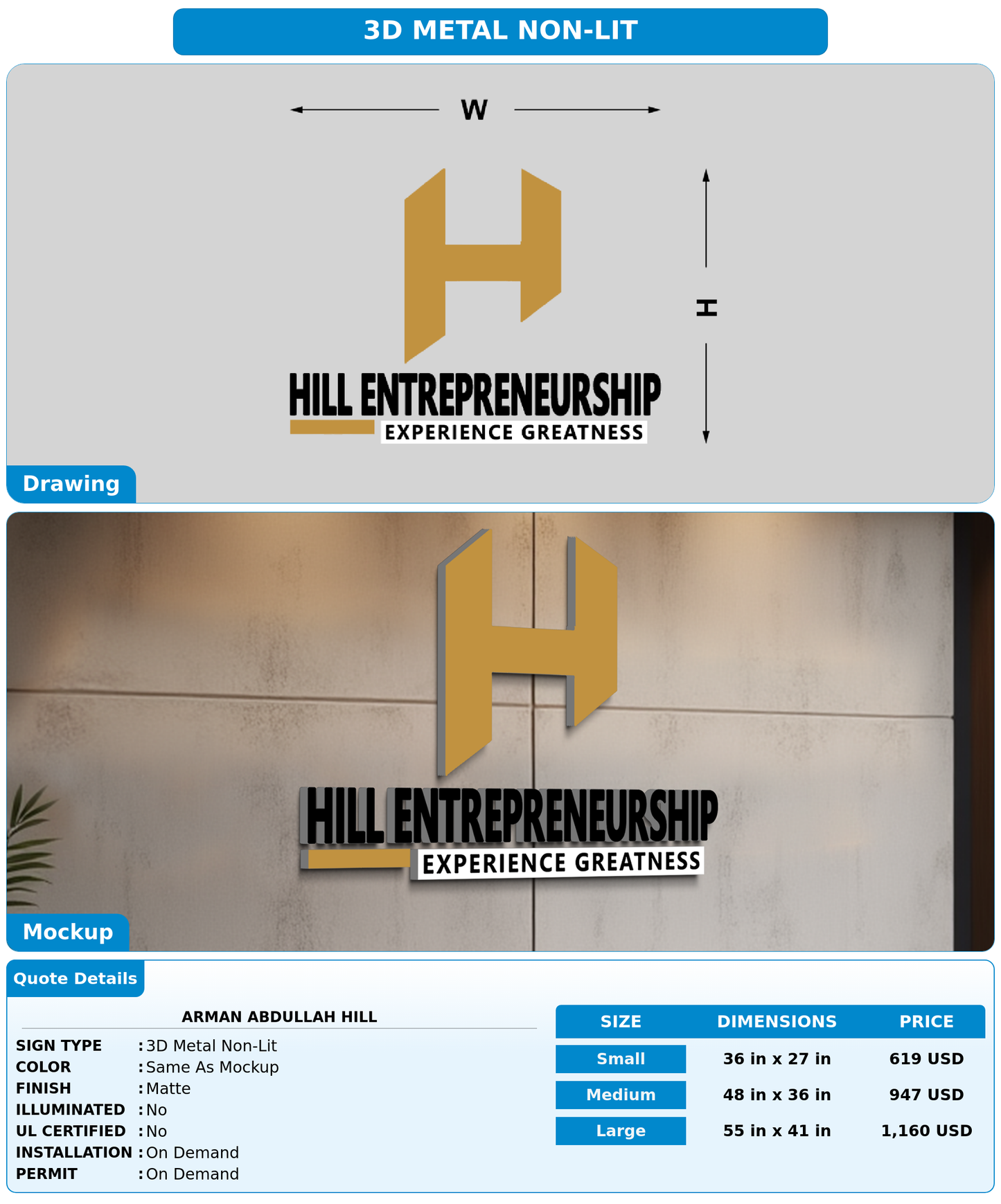 CUSTOM MOCKUP SIGN FOR Arman  Abdullah  Hill