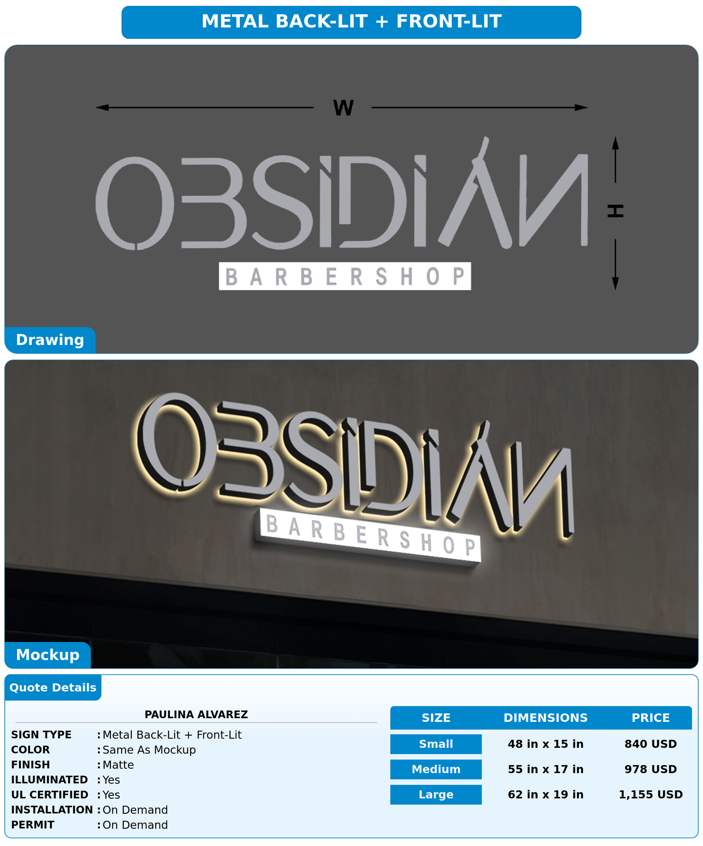 CUSTOM MOCKUP SIGN FOR Paulina Alvarez
