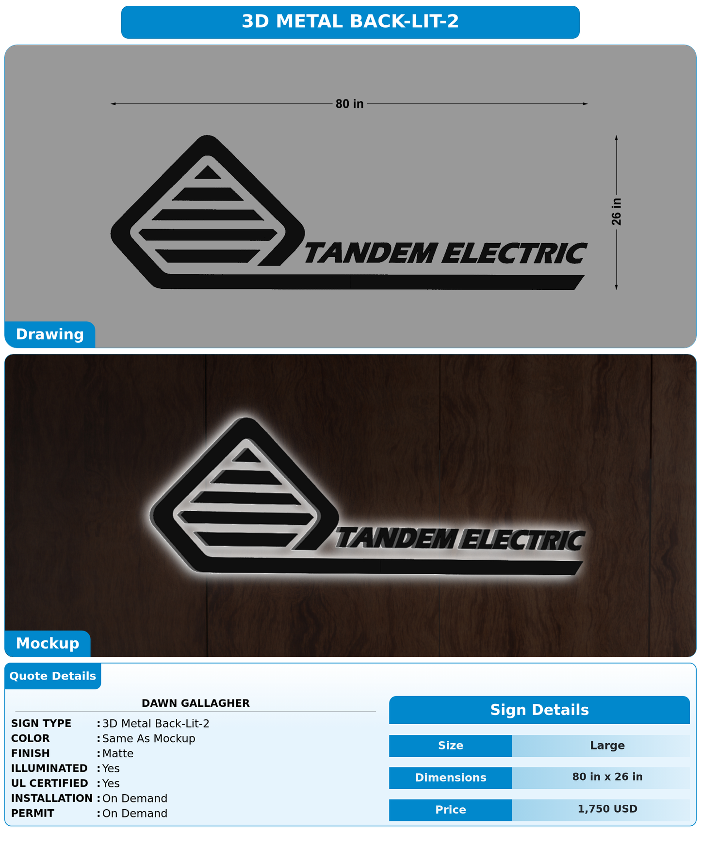 CUSTOM MOCKUP SIGN FOR Dawn Gallagher