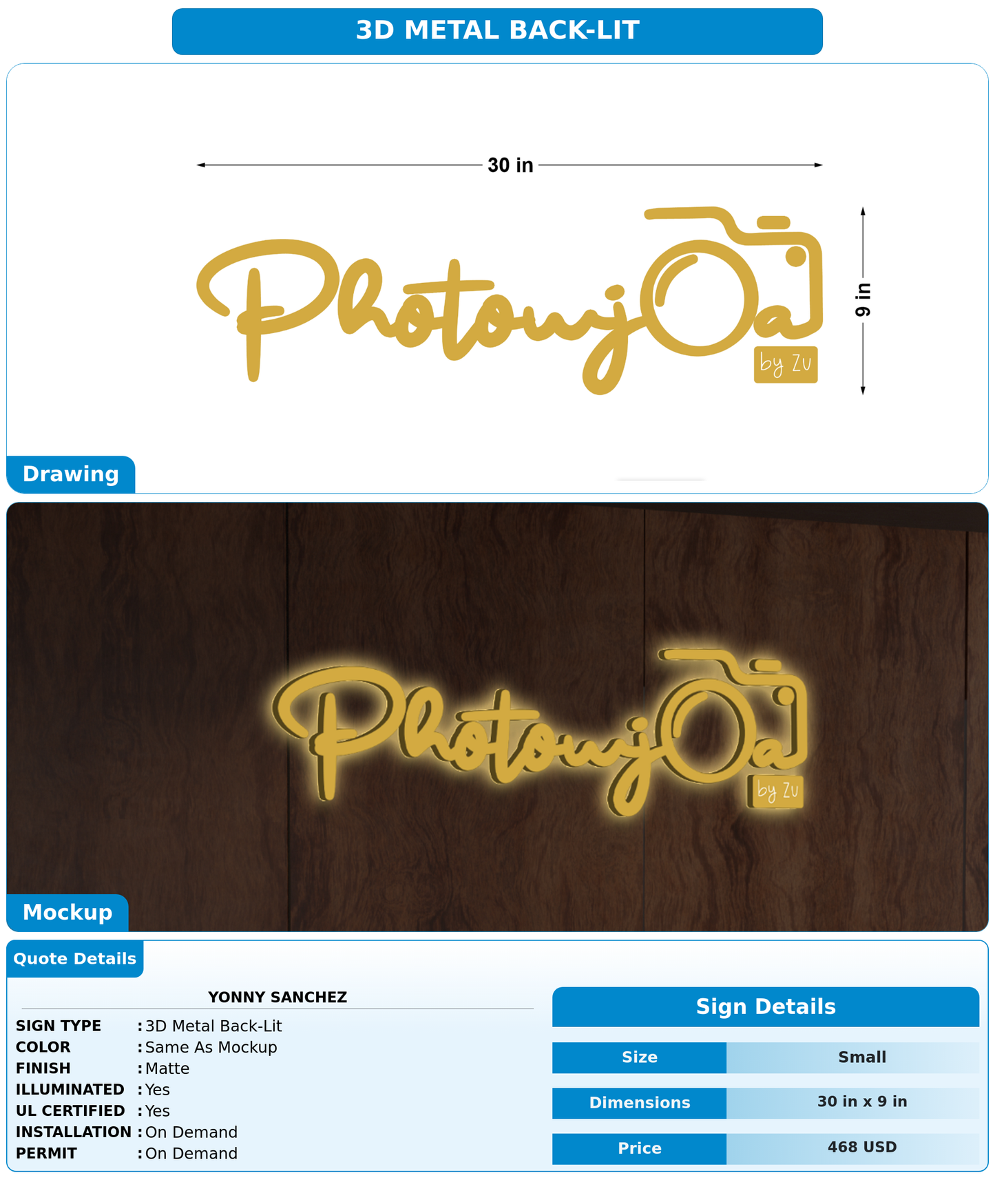 CUSTOM MOCKUP SIGN FOR Yonny Sanchez