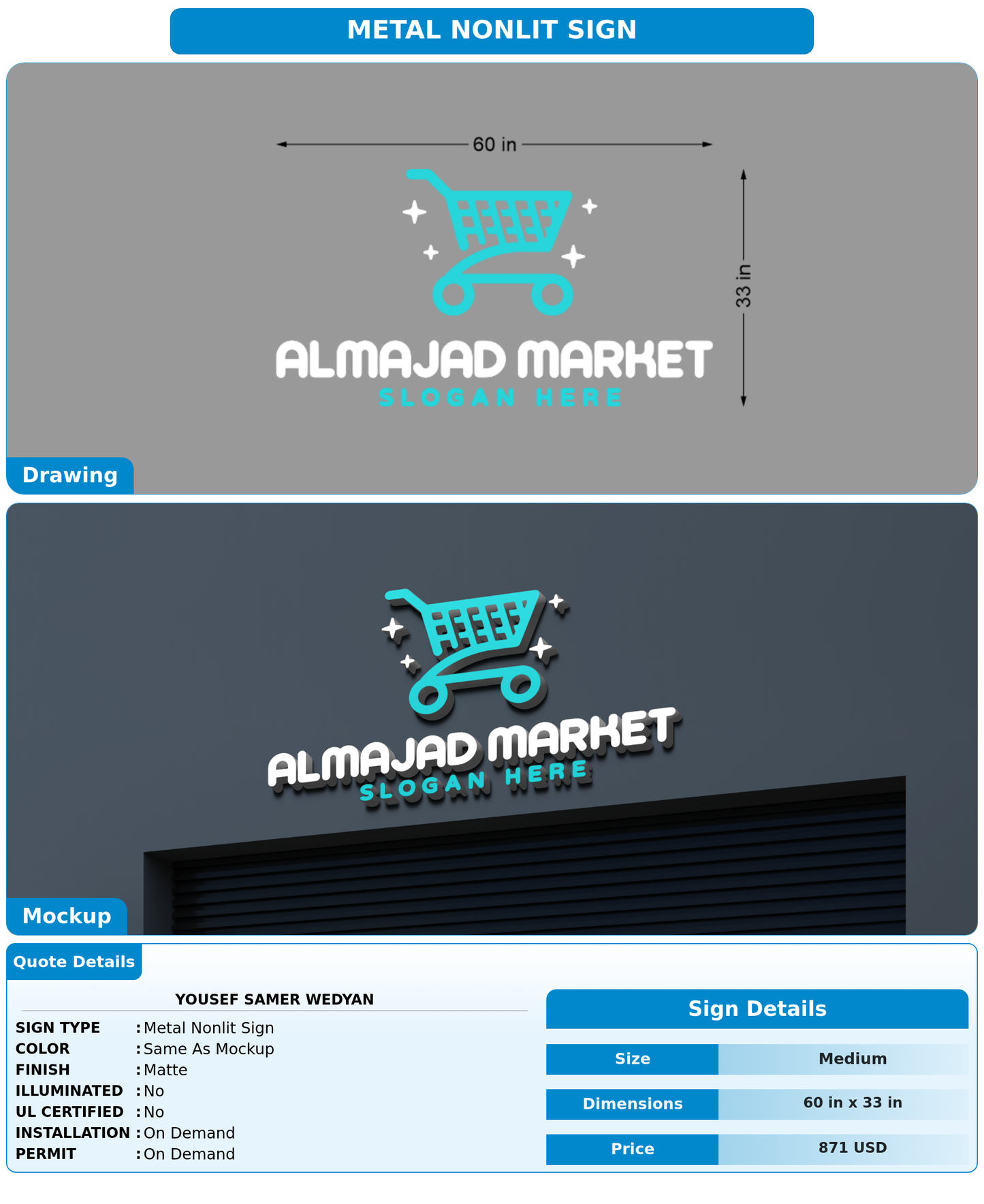 CUSTOM MOCKUP SIGN FOR Yousef Samer Wedyan