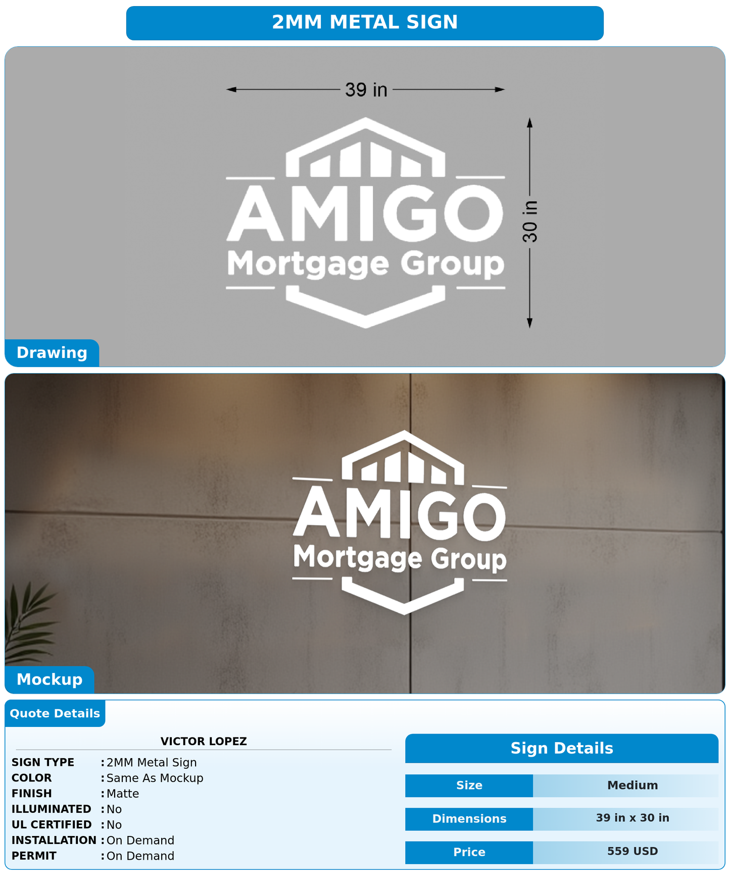 CUSTOM MOCKUP SIGN FOR Victor Lopez