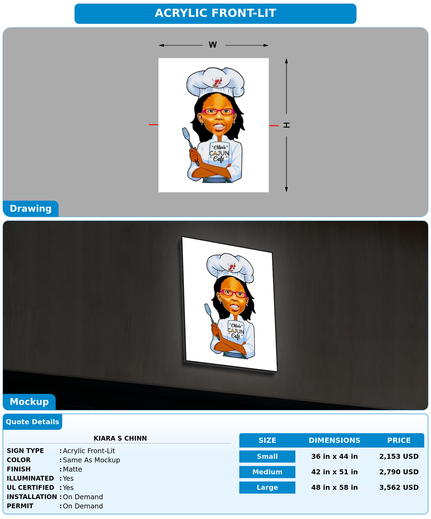 CUSTOM MOCKUP SIGN FOR Kiara S Chinn