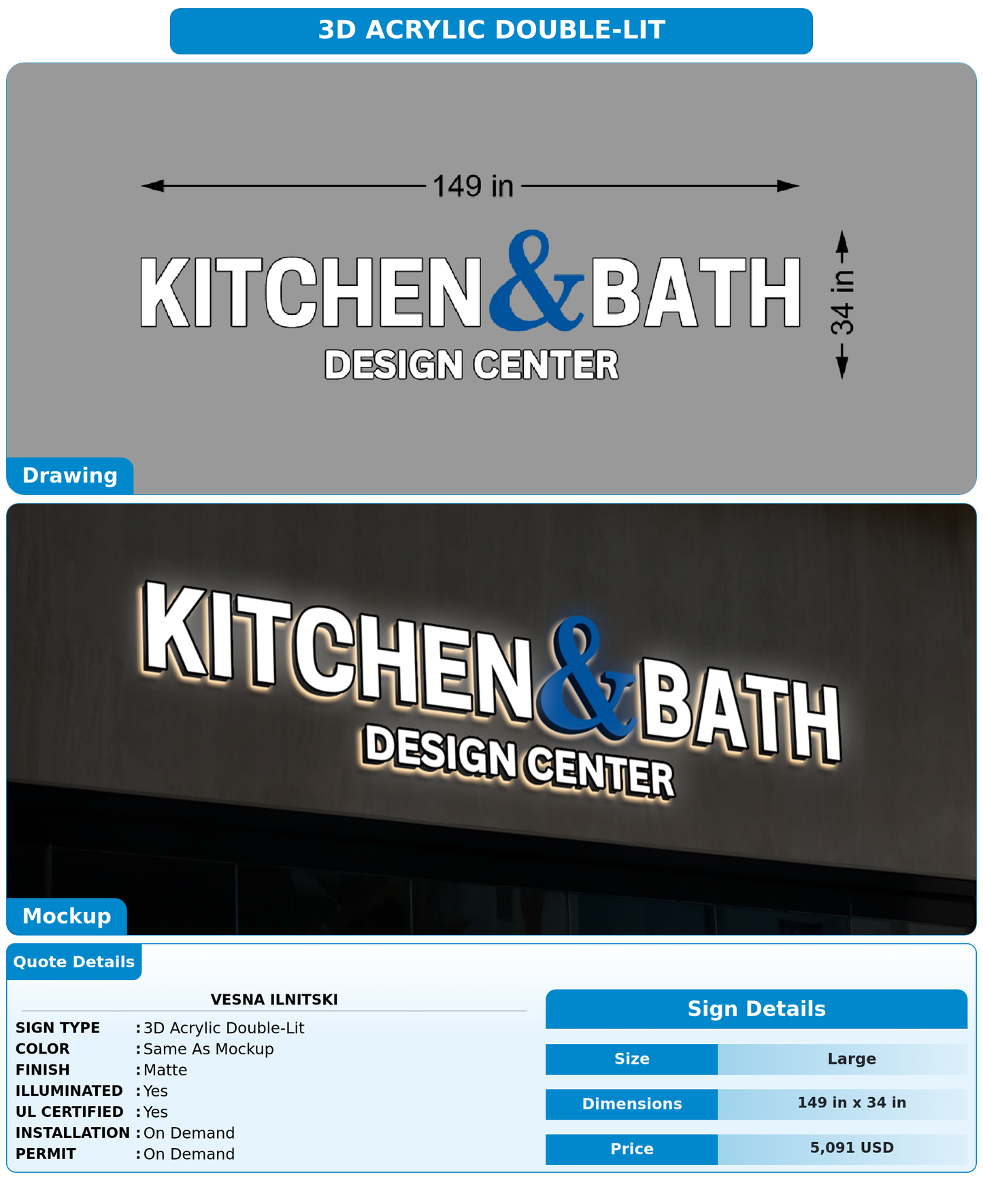 CUSTOM MOCKUP SIGN FOR Vesna Ilnitski