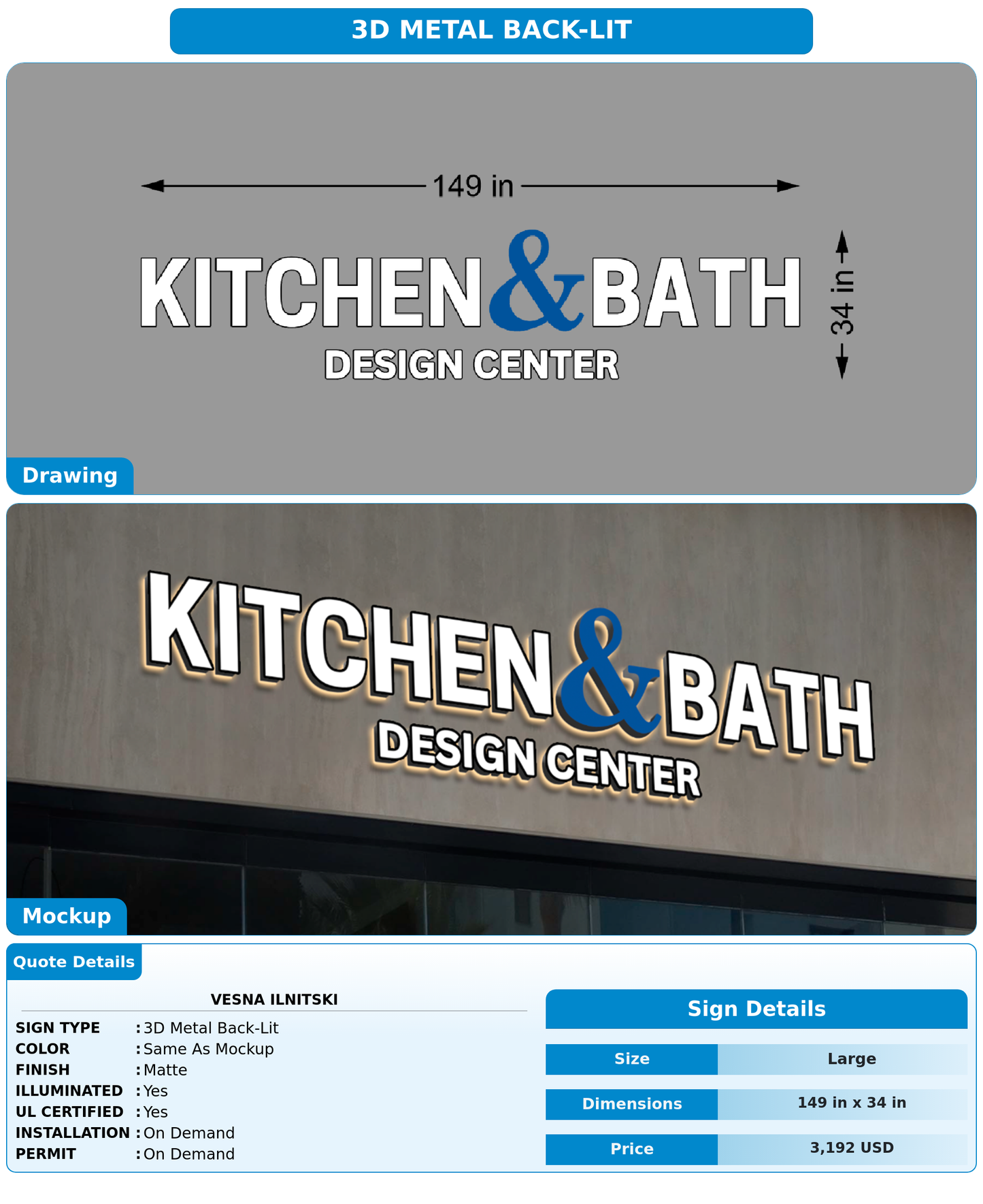 CUSTOM MOCKUP SIGN FOR Vesna Ilnitski