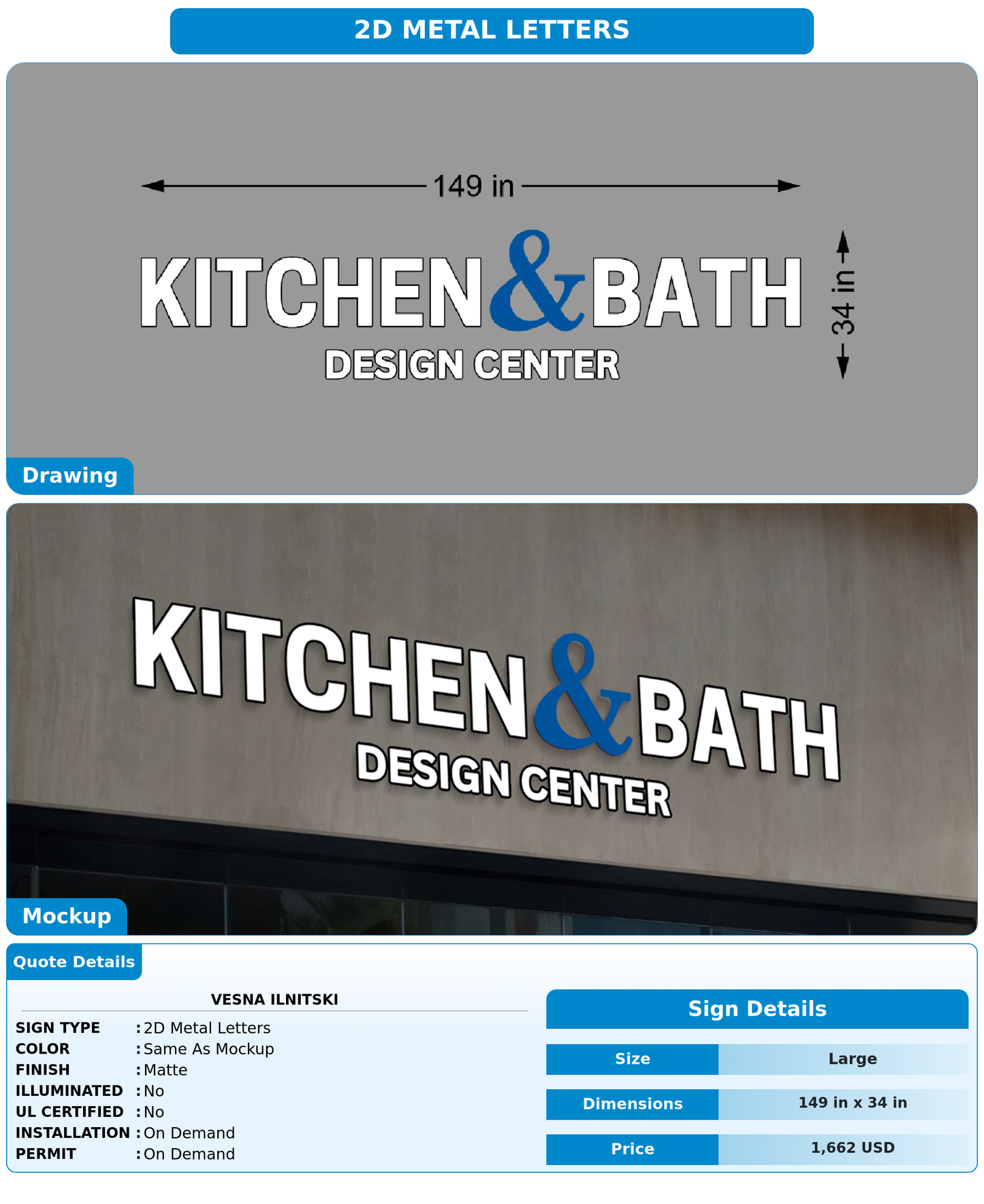 CUSTOM MOCKUP SIGN FOR Vesna Ilnitski