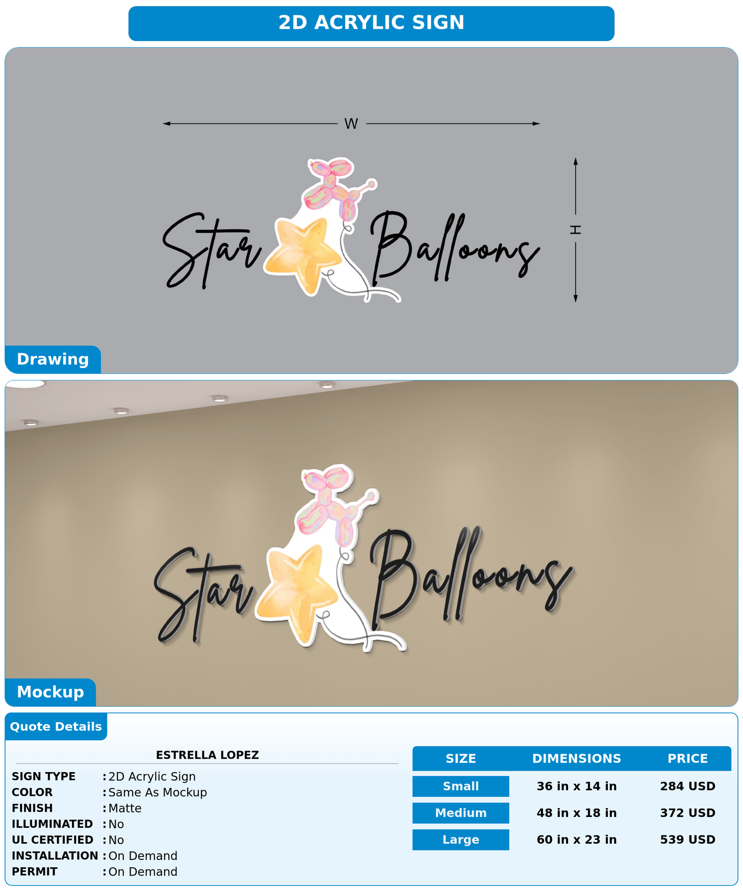 CUSTOM MOCKUP SIGN FOR Estrella Lopez