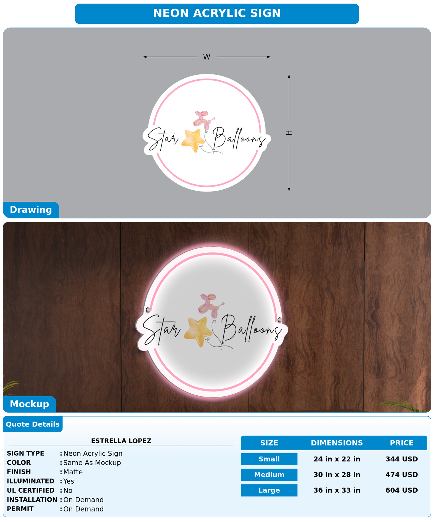 CUSTOM MOCKUP SIGN FOR Estrella Lopez