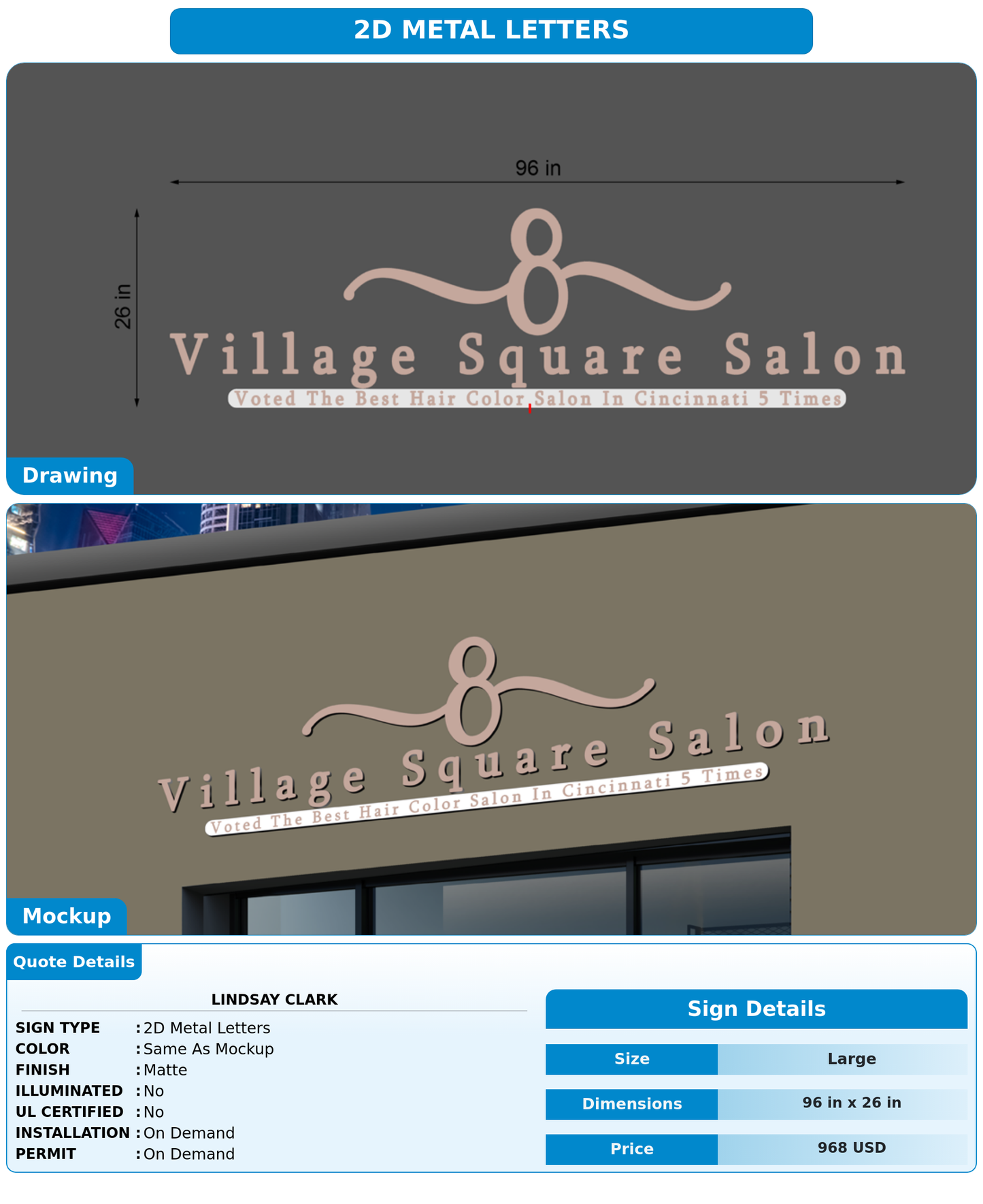 CUSTOM MOCKUP SIGN FOR Lindsay Clark