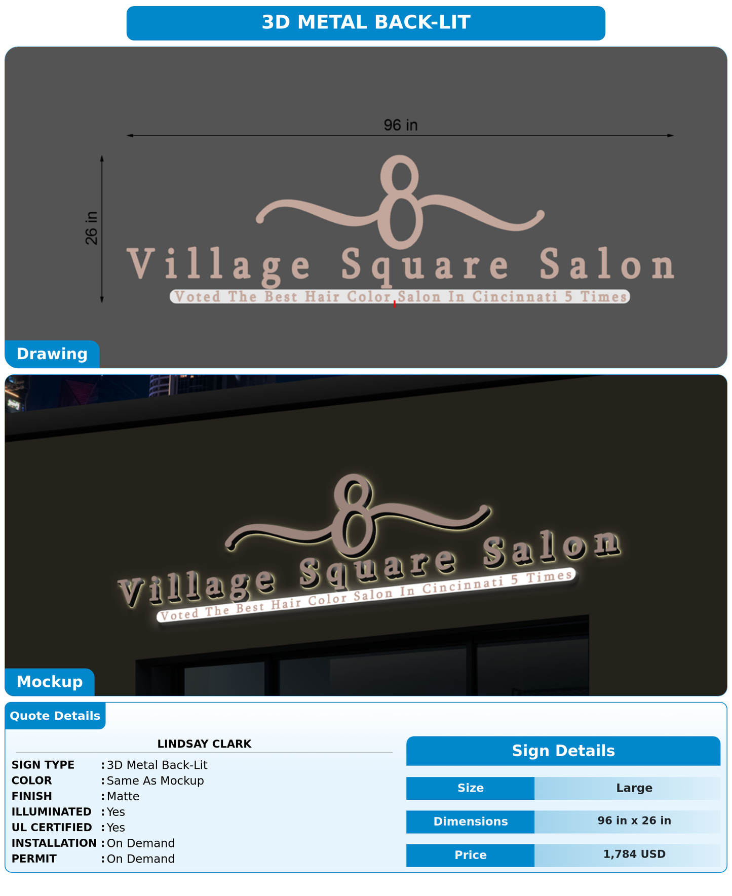 CUSTOM MOCKUP SIGN FOR Lindsay Clark