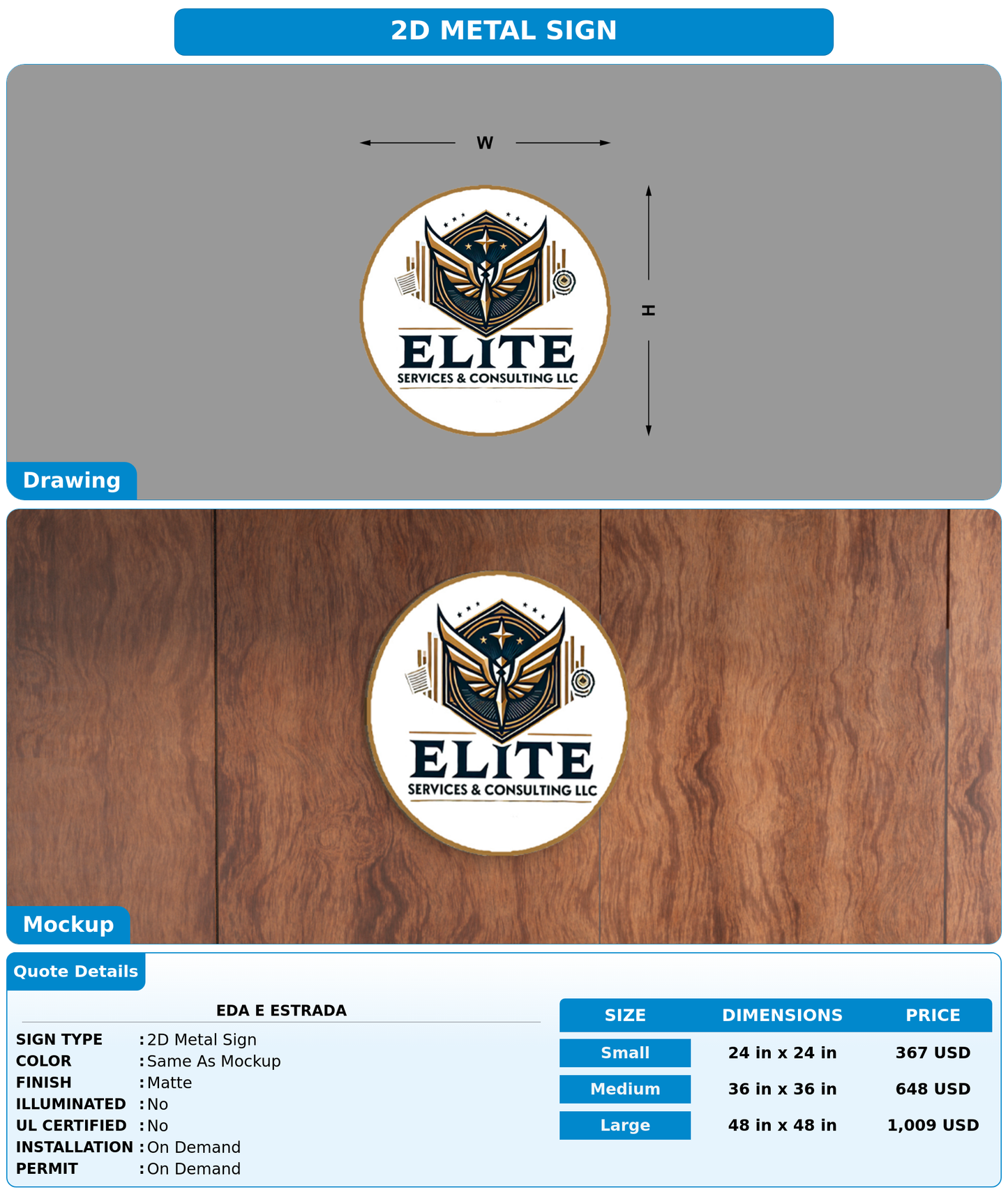 CUSTOM MOCKUP SIGN FOR Eda E EStrada