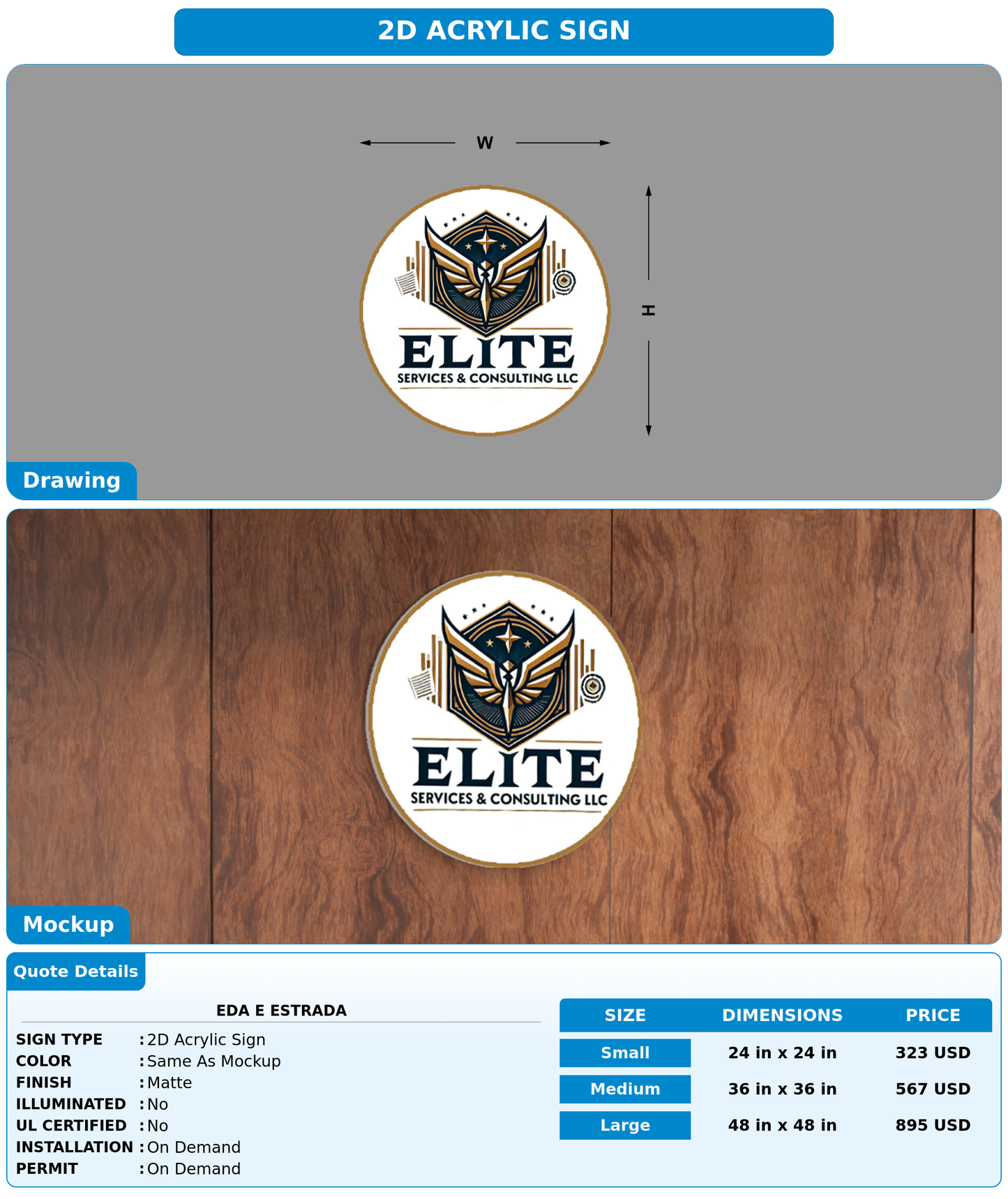 CUSTOM MOCKUP SIGN FOR Eda E EStrada