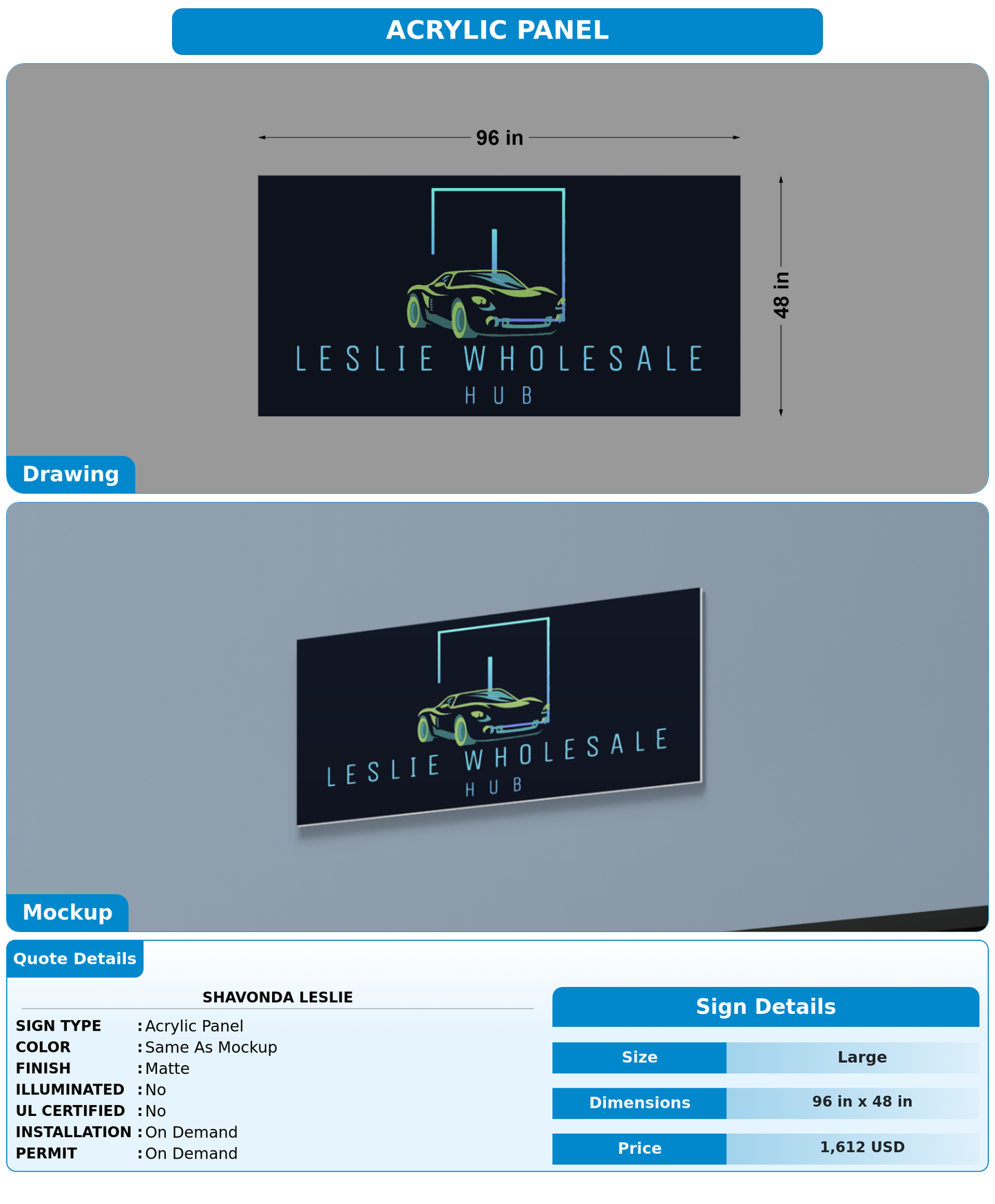 CUSTOM MOCKUP SIGN FOR Shavonda Leslie