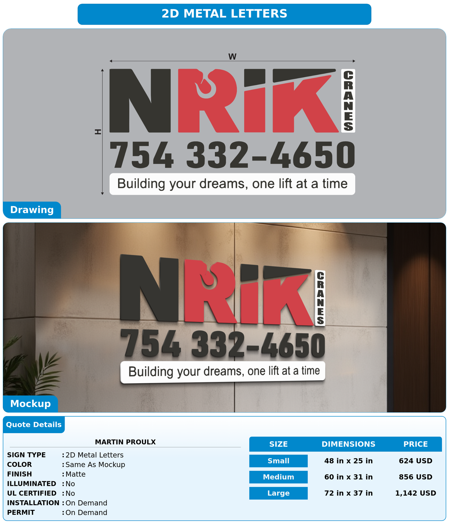 CUSTOM MOCKUP SIGN FOR Martin Proulx