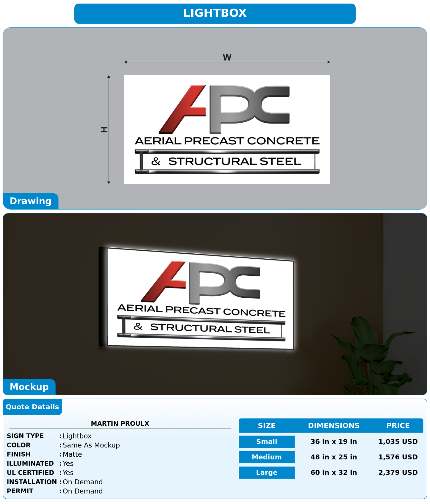 CUSTOM MOCKUP SIGN FOR Martin Proulx