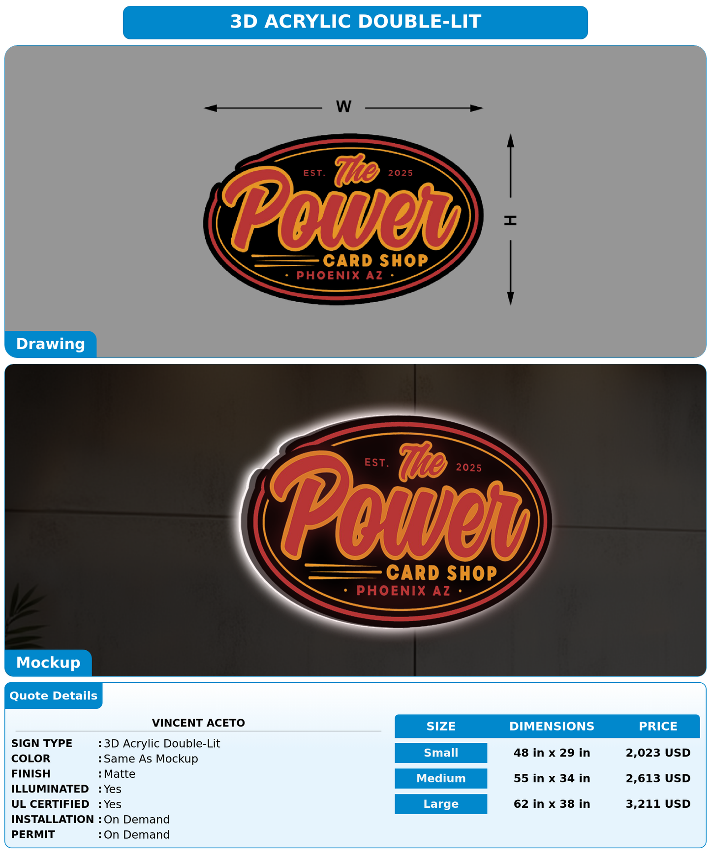 CUSTOM MOCKUP SIGN FOR Vincent Aceto