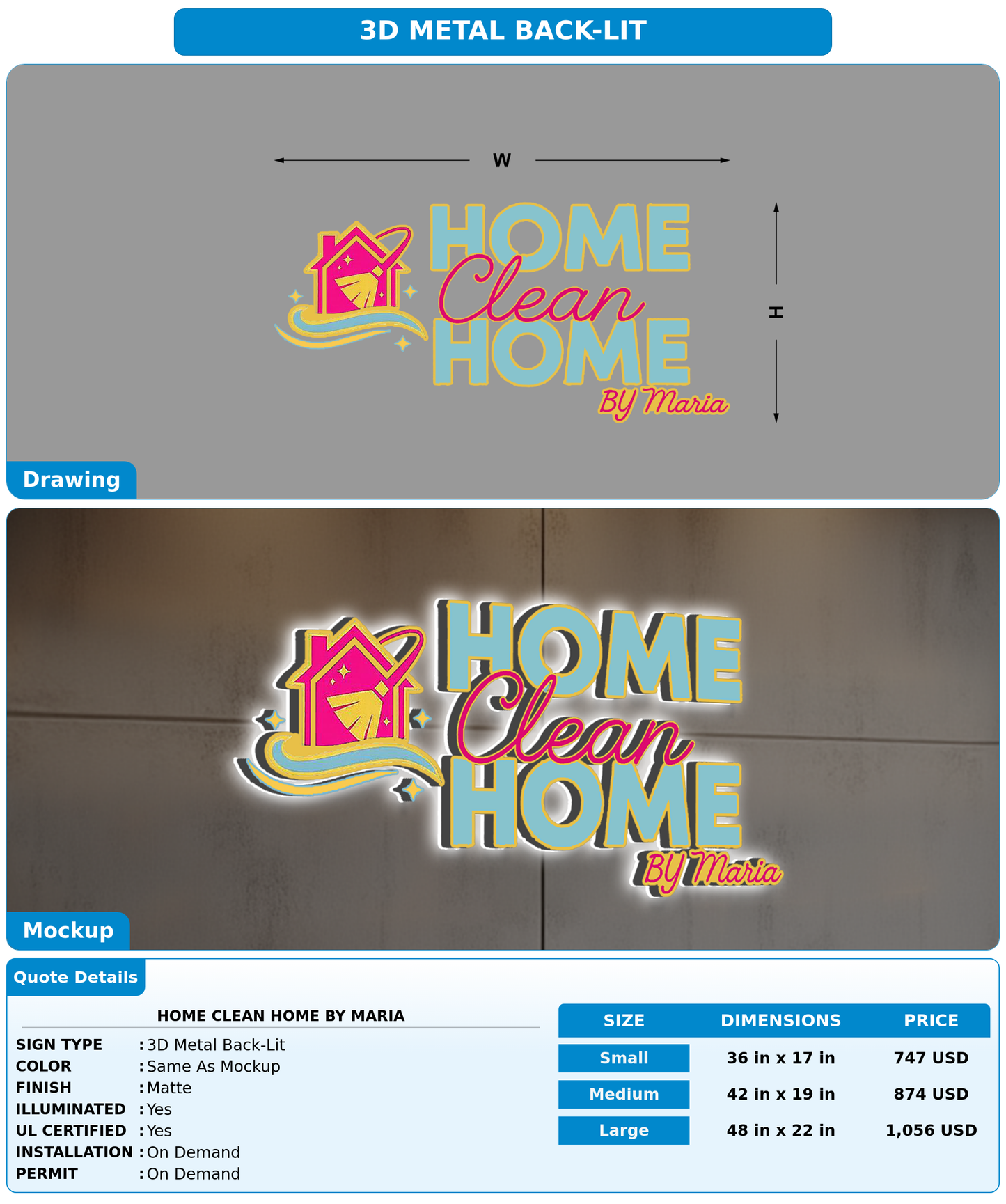 CUSTOM MOCKUP SIGN FOR Home Clean Home by Maria