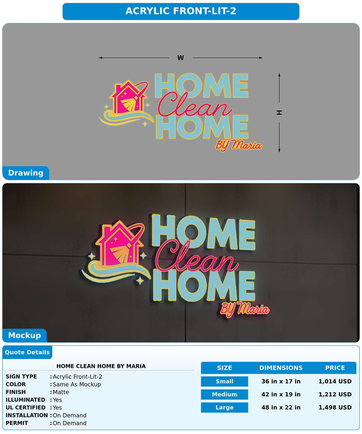 CUSTOM MOCKUP SIGN FOR Home Clean Home by Maria