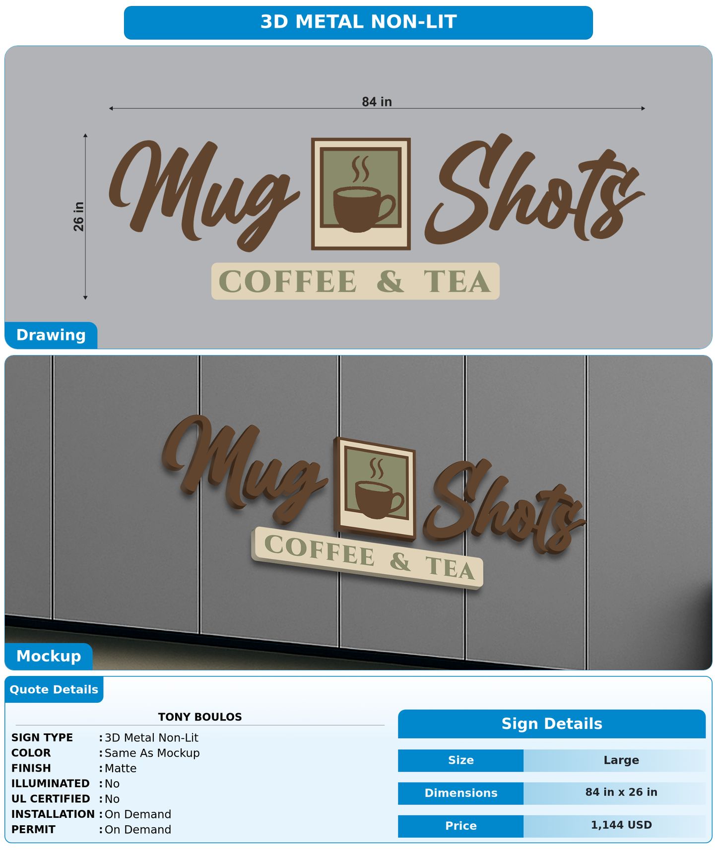CUSTOM MOCKUP SIGN FOR Tony Boulos
