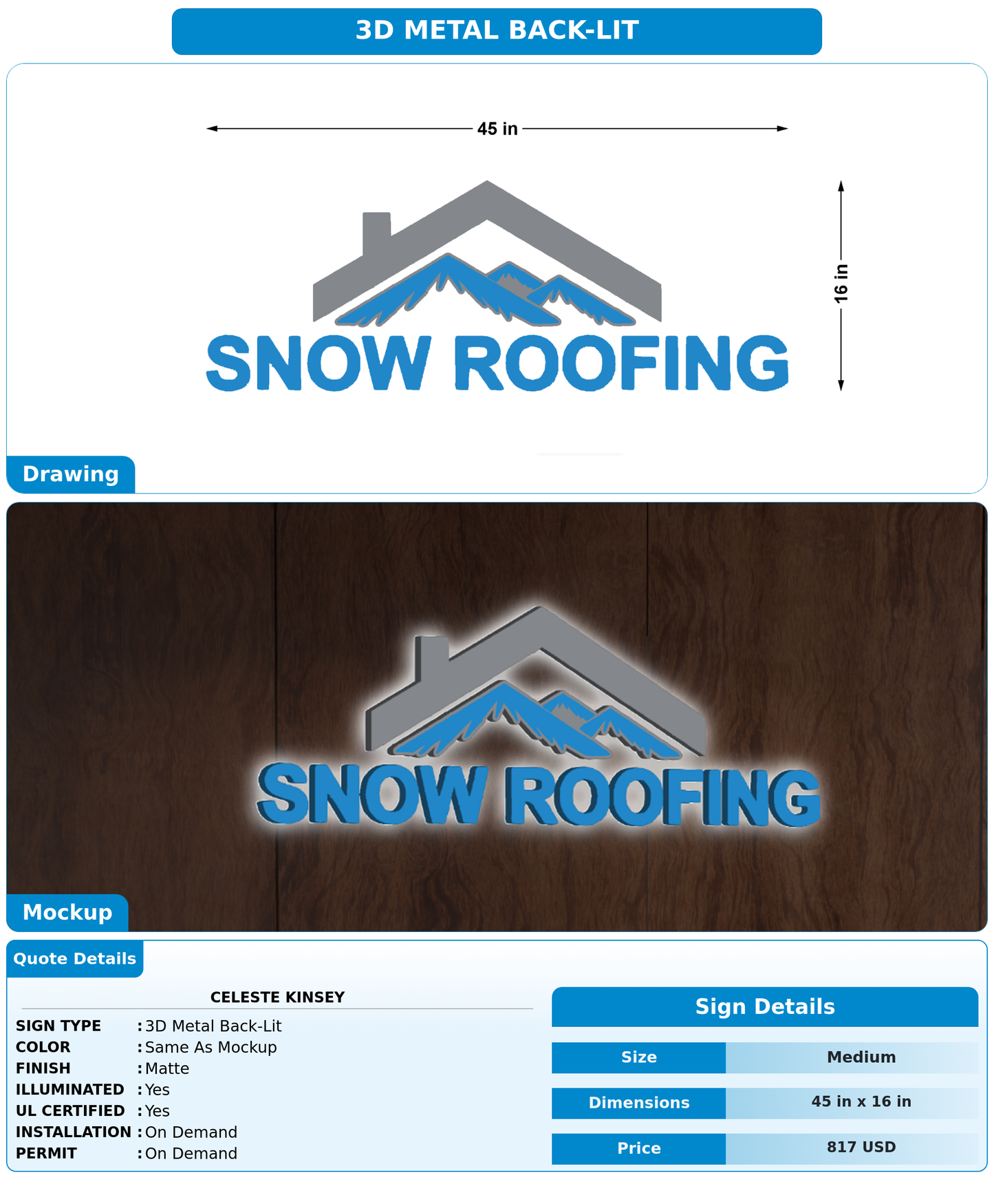 CUSTOM MOCKUP SIGN FOR Celeste Kinsey
