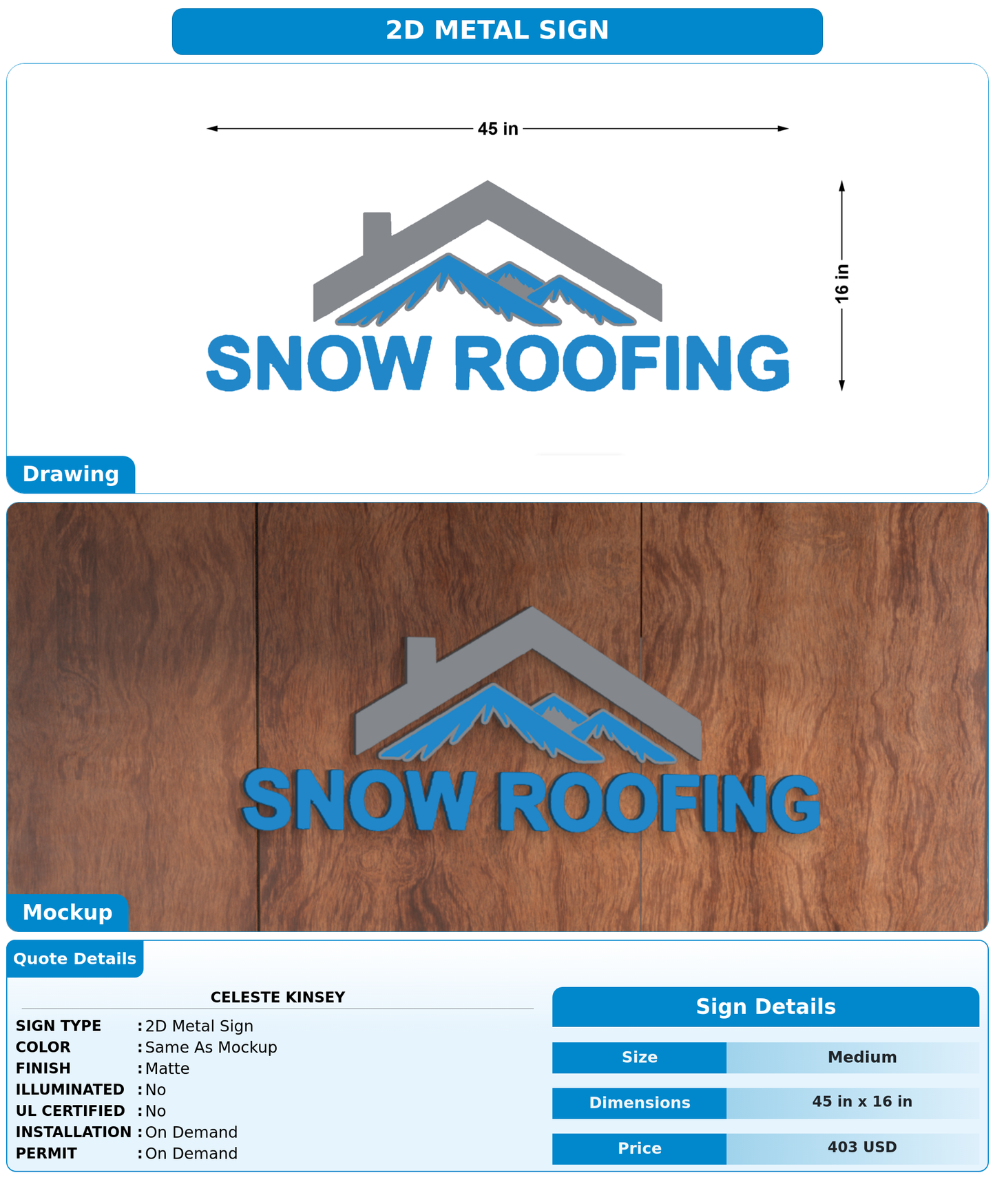 CUSTOM MOCKUP SIGN FOR Celeste Kinsey