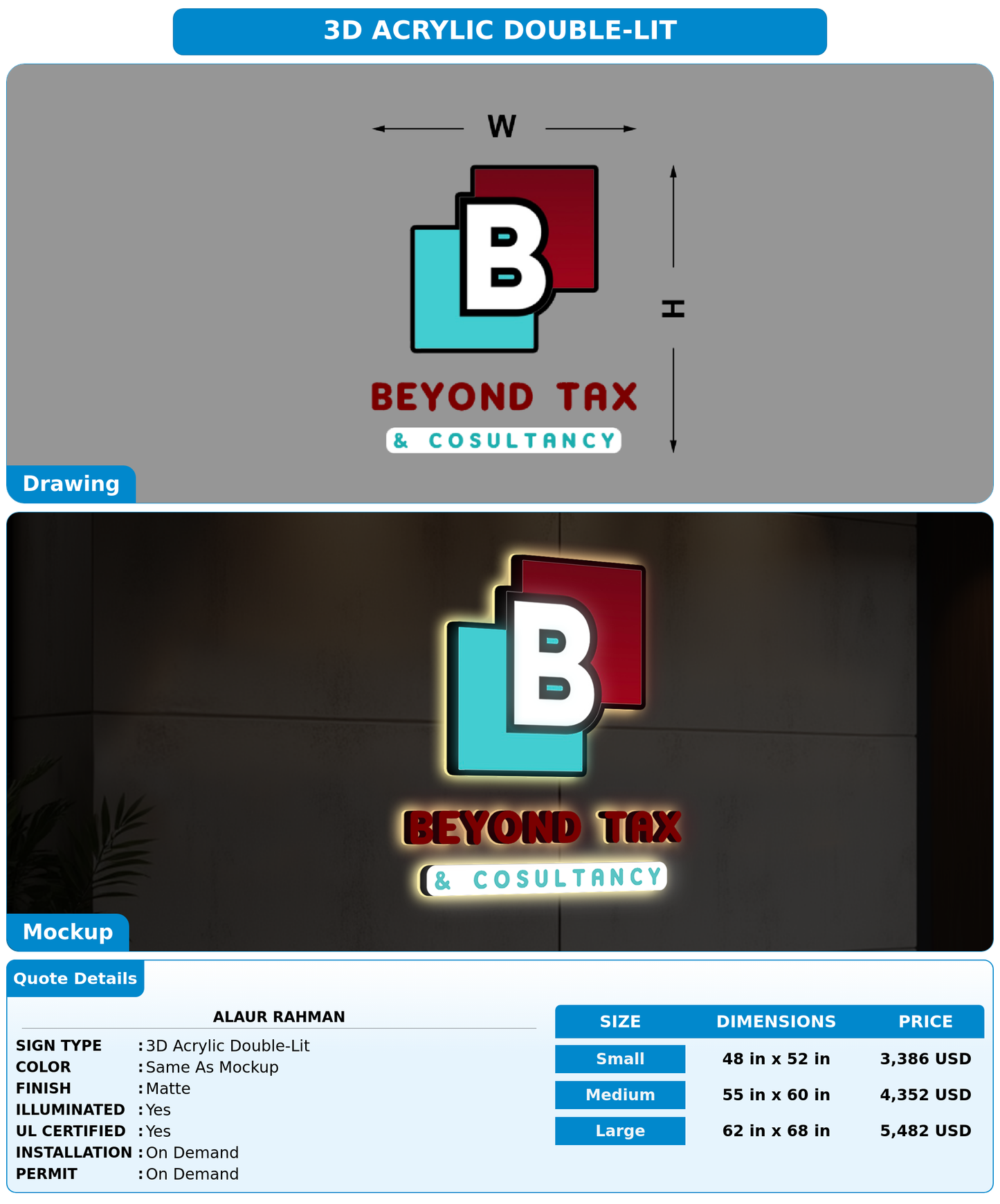 CUSTOM MOCKUP SIGN FOR Alaur Rahman