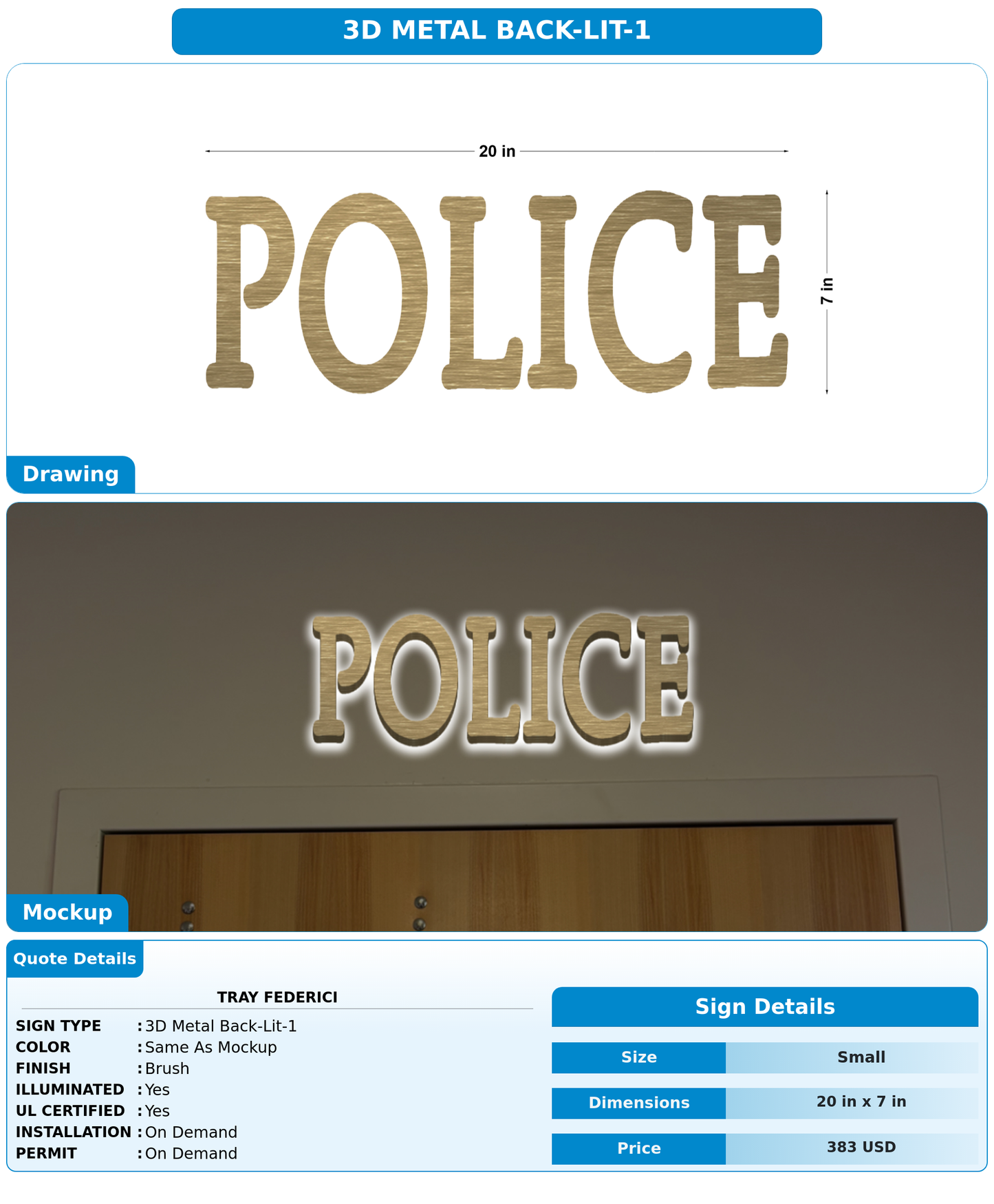 CUSTOM MOCKUP SIGN FOR Tray Federici