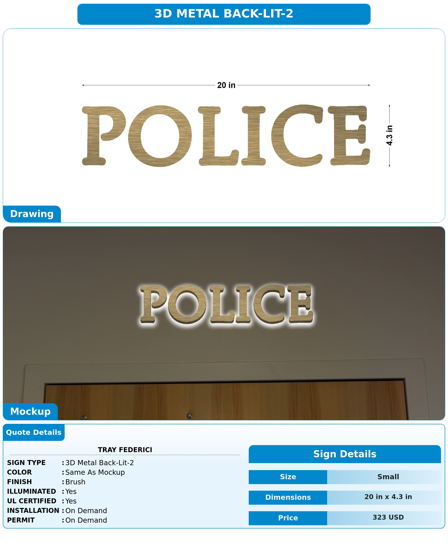 CUSTOM MOCKUP SIGN FOR Tray Federici