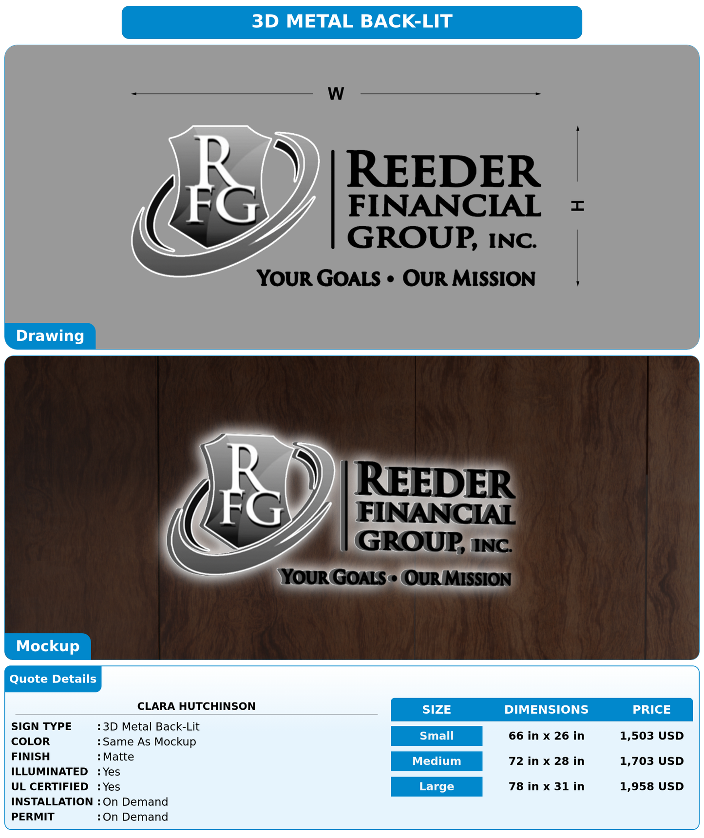 CUSTOM MOCKUP SIGN FOR Clara hutchinson