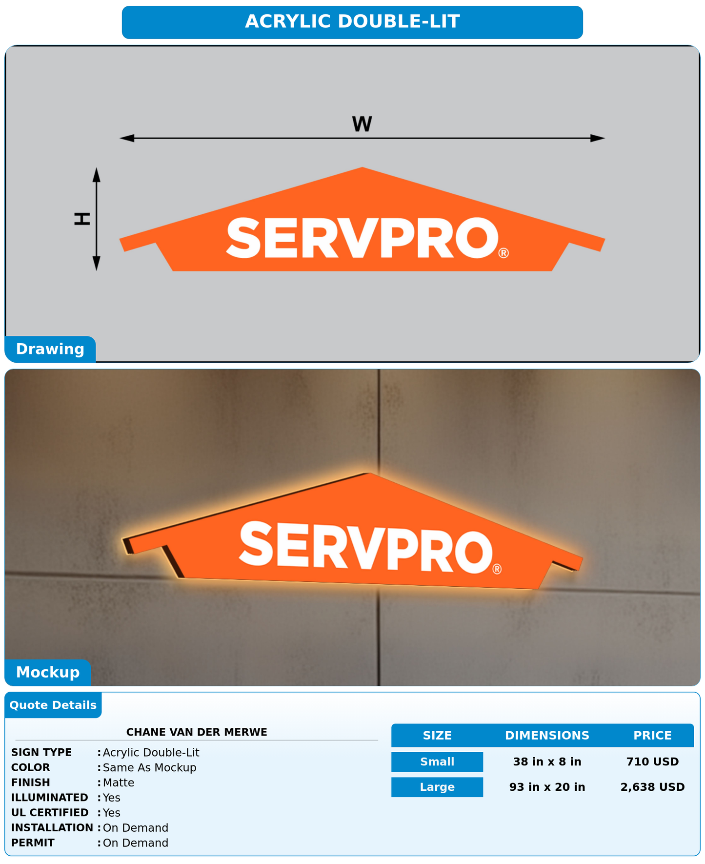 CUSTOM MOCKUP SIGN FOR Chane Van Der Merwe