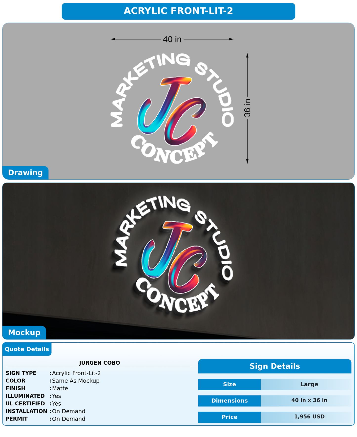CUSTOM MOCKUP SIGN FOR Jurgen Cobo