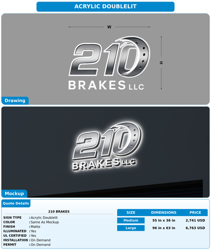 CUSTOM MOCKUP SIGN FOR 210 Brakes