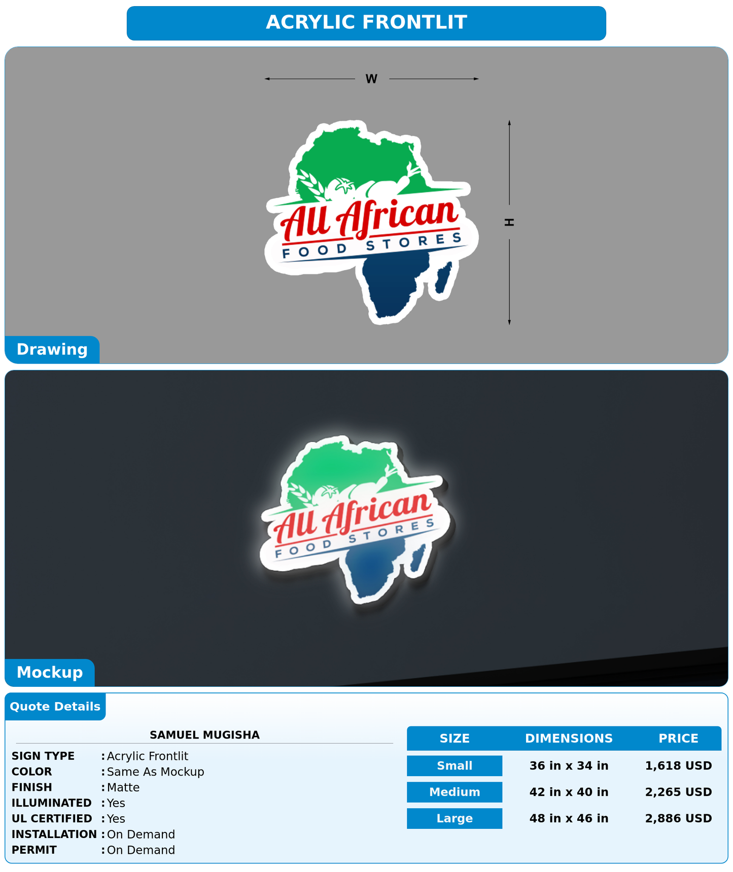 CUSTOM MOCKUP SIGN FOR Samuel Mugisha