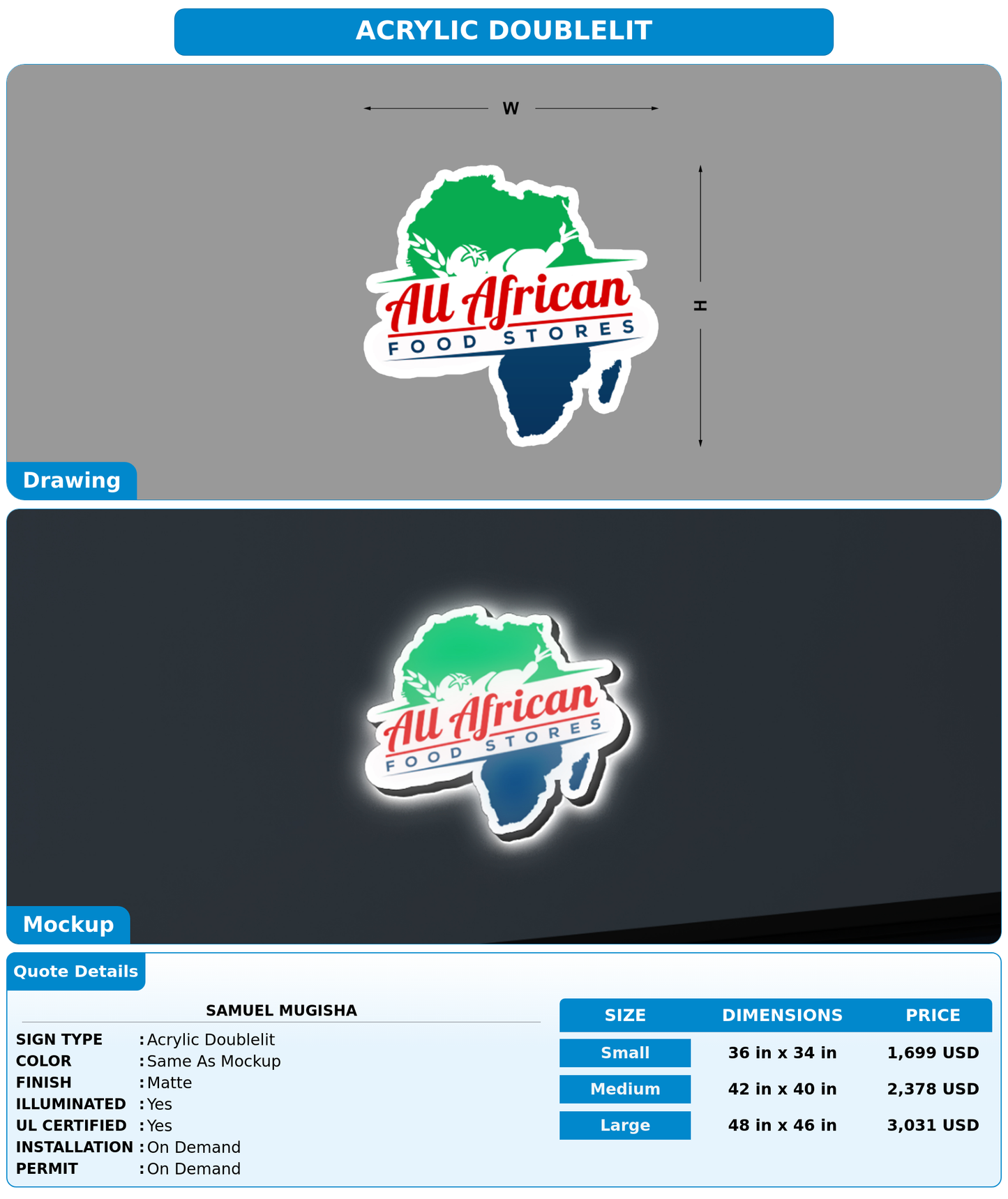 CUSTOM MOCKUP SIGN FOR Samuel Mugisha