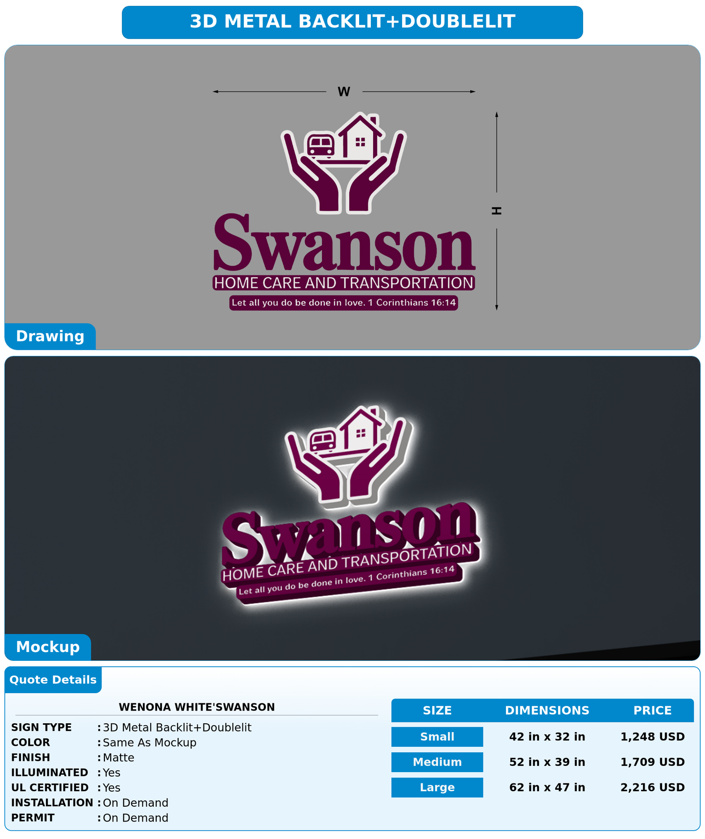 CUSTOM MOCKUP SIGN FOR Wenona White'Swanson