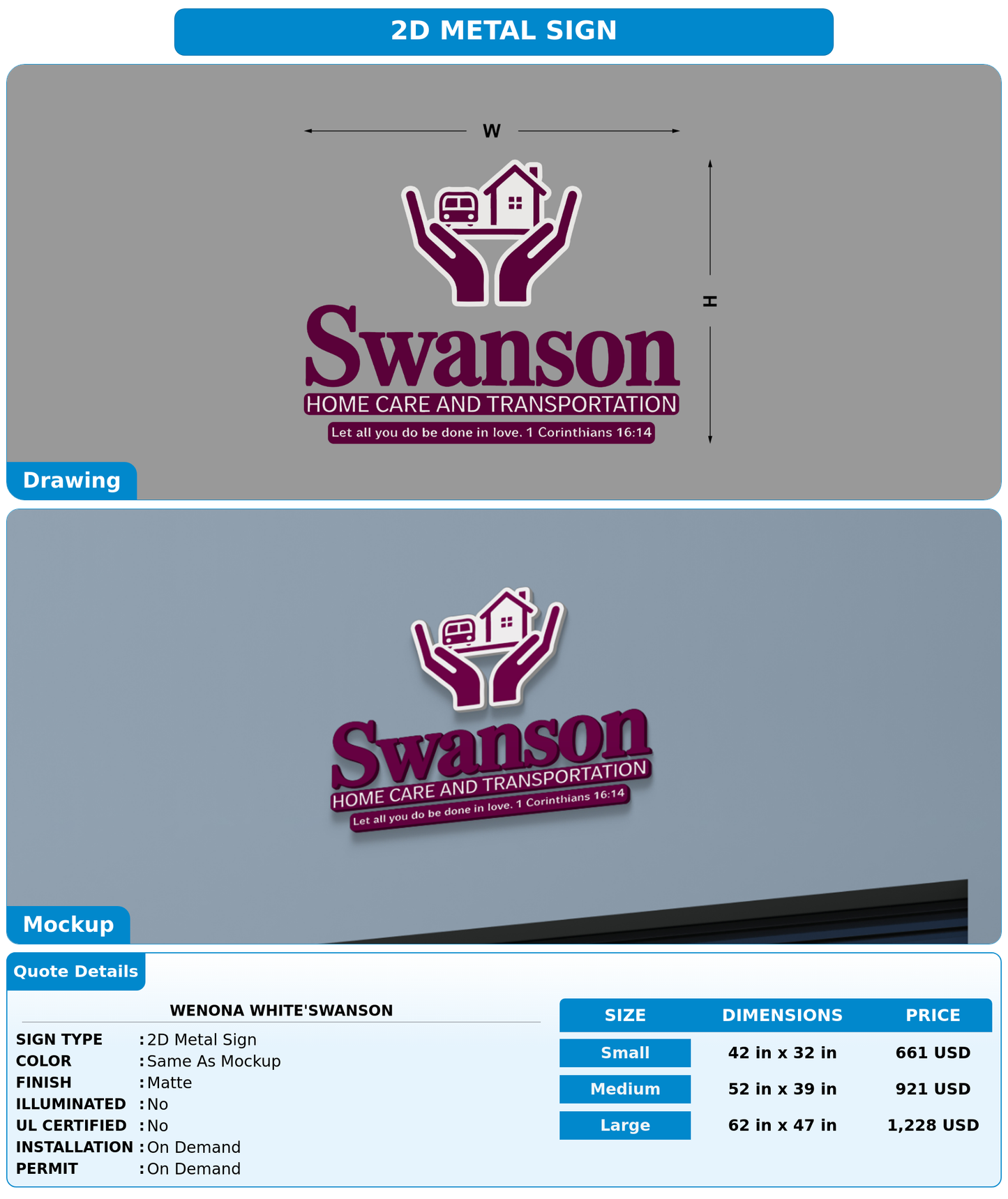 CUSTOM MOCKUP SIGN FOR Wenona White'Swanson