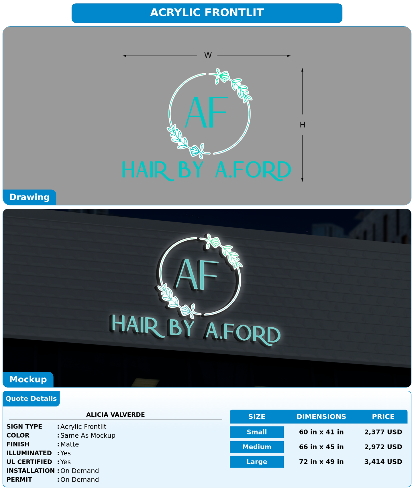 CUSTOM MOCKUP SIGN FOR Alicia Valverde