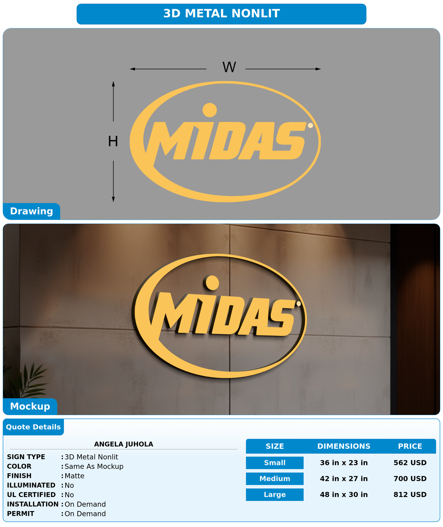 CUSTOM MOCKUP SIGN FOR Angela Juhola