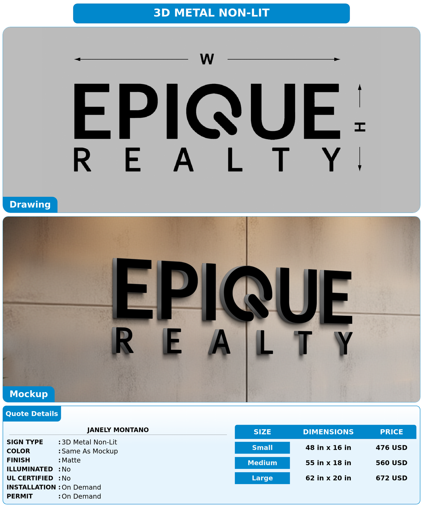 CUSTOM MOCKUP SIGN FOR Janely Montano