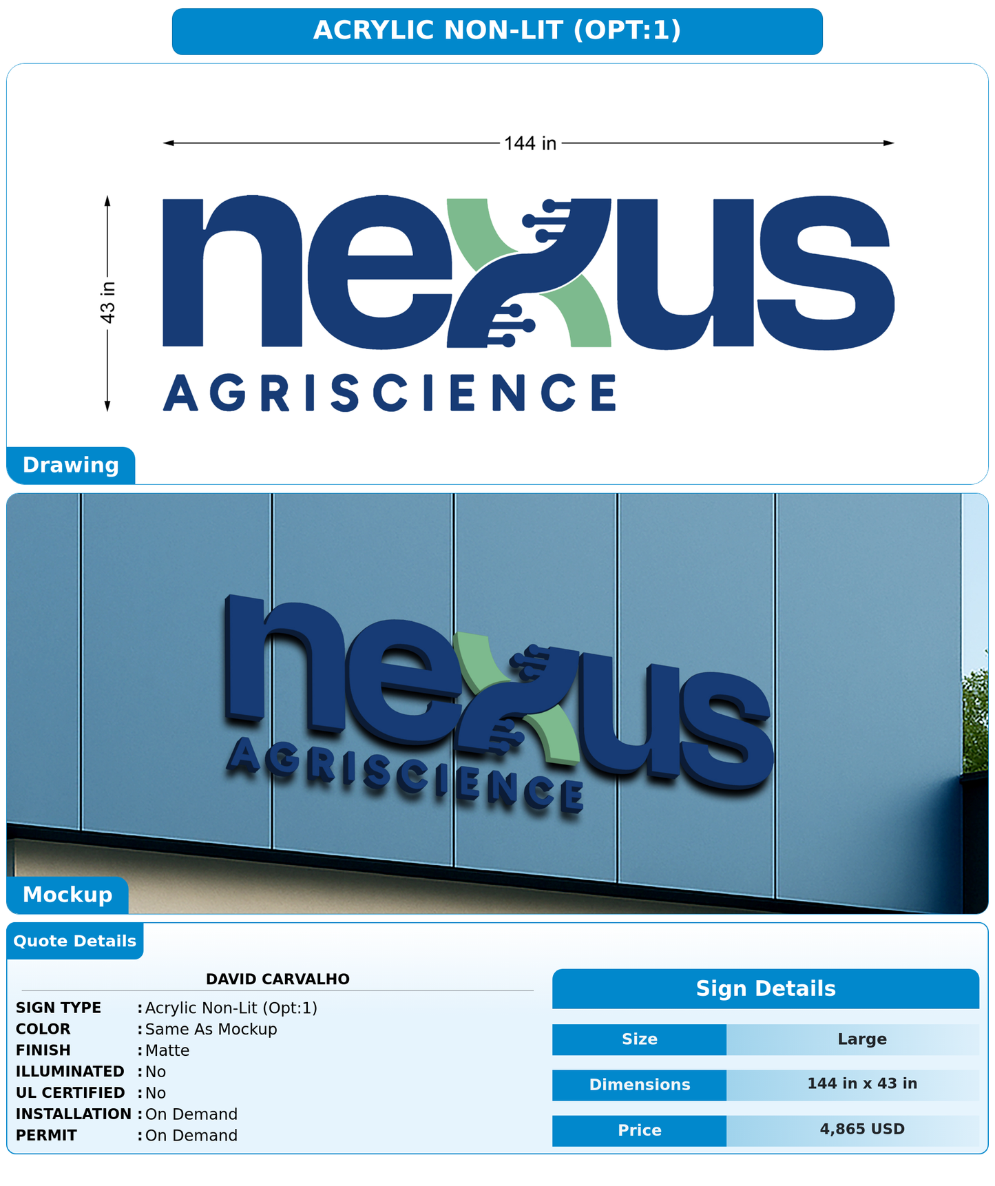 CUSTOM MOCKUP SIGN FOR David Carvalho