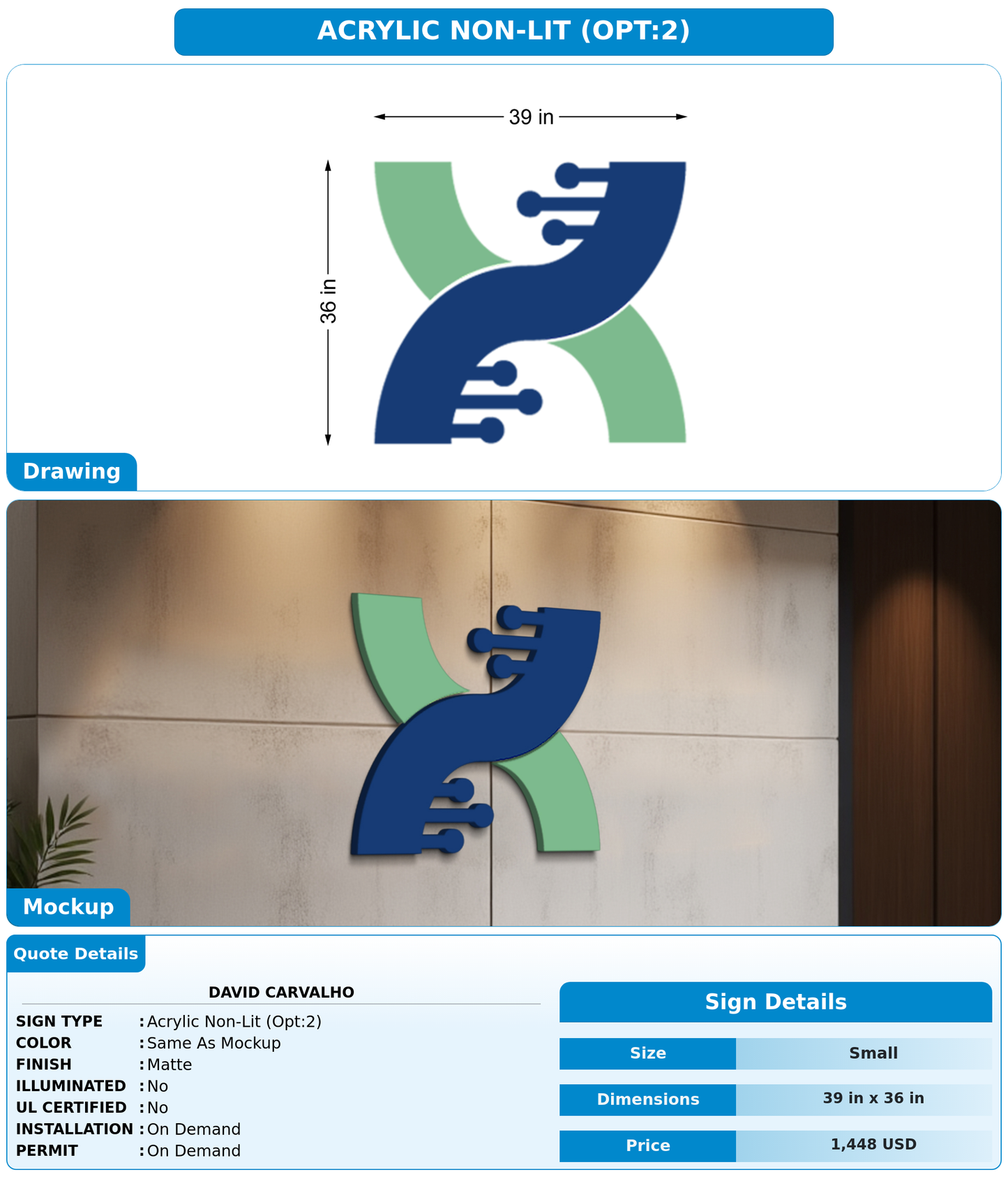CUSTOM MOCKUP SIGN FOR David Carvalho
