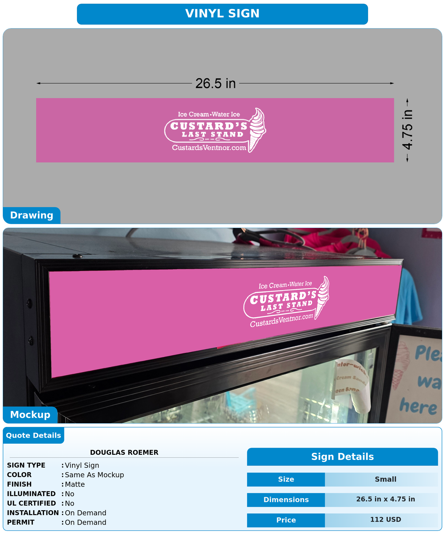 CUSTOM MOCKUP SIGN FOR Douglas Roemer