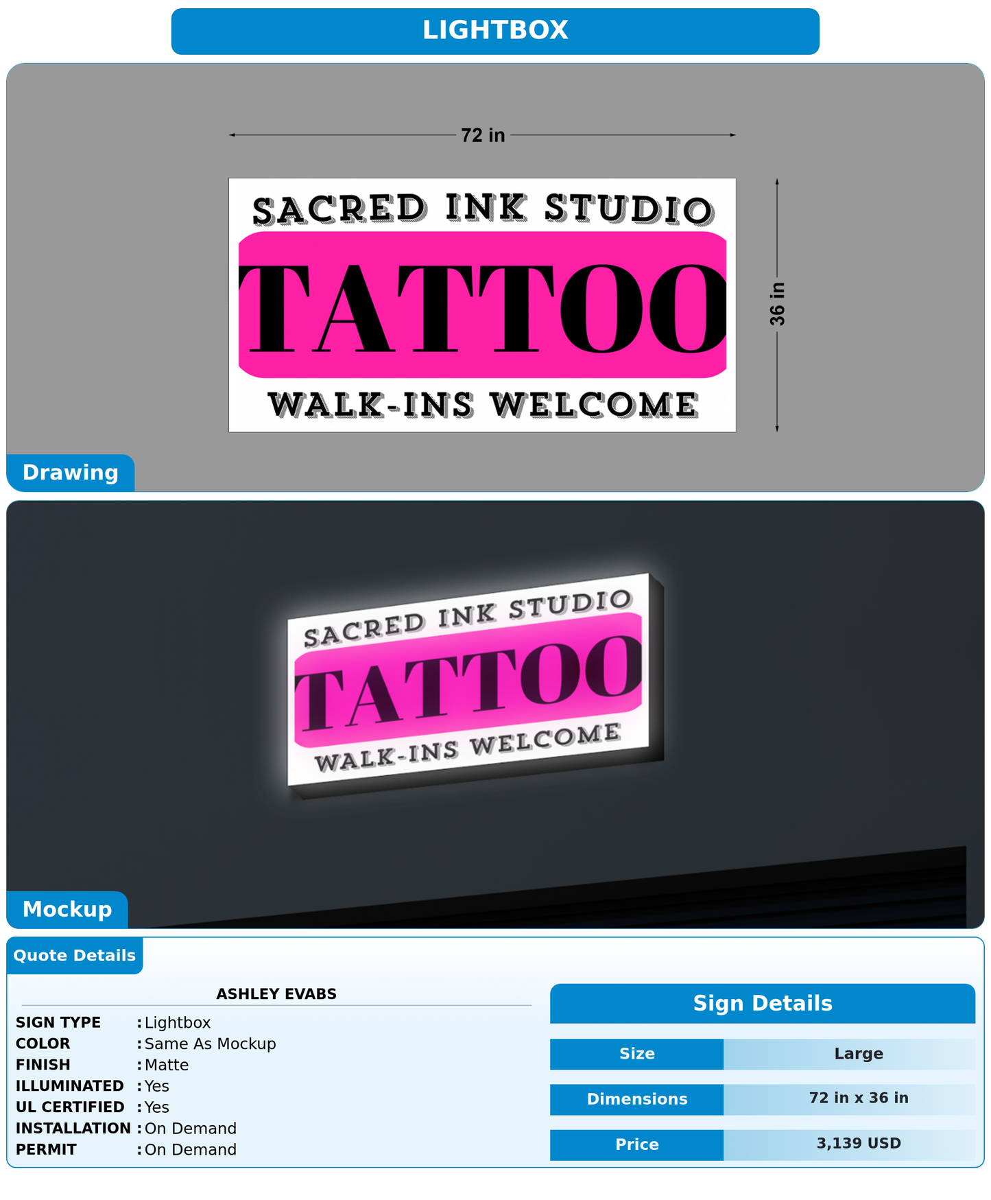 CUSTOM MOCKUP SIGN FOR Ashley  evabs