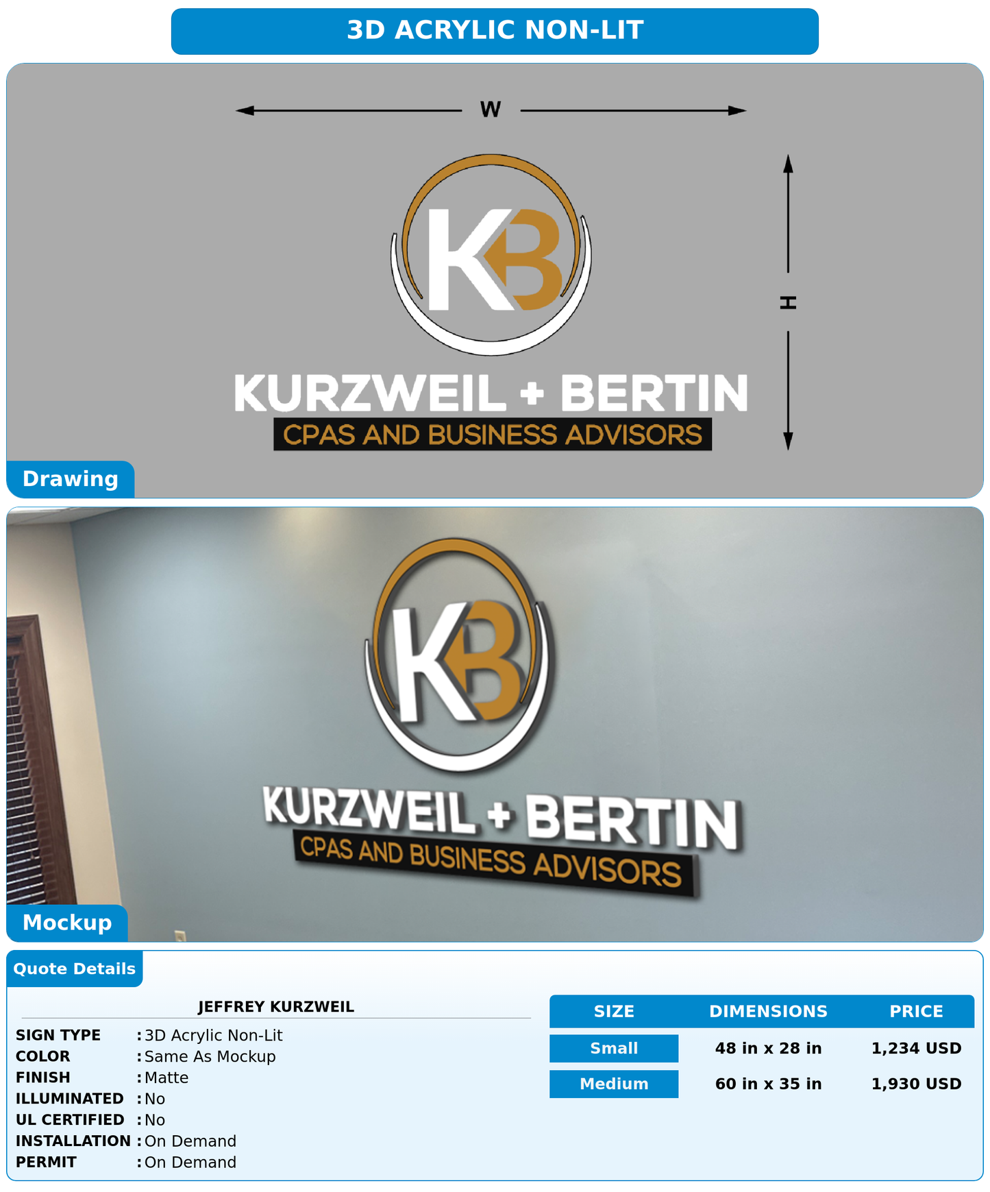 CUSTOM MOCKUP SIGN FOR Jeffrey Kurzweil